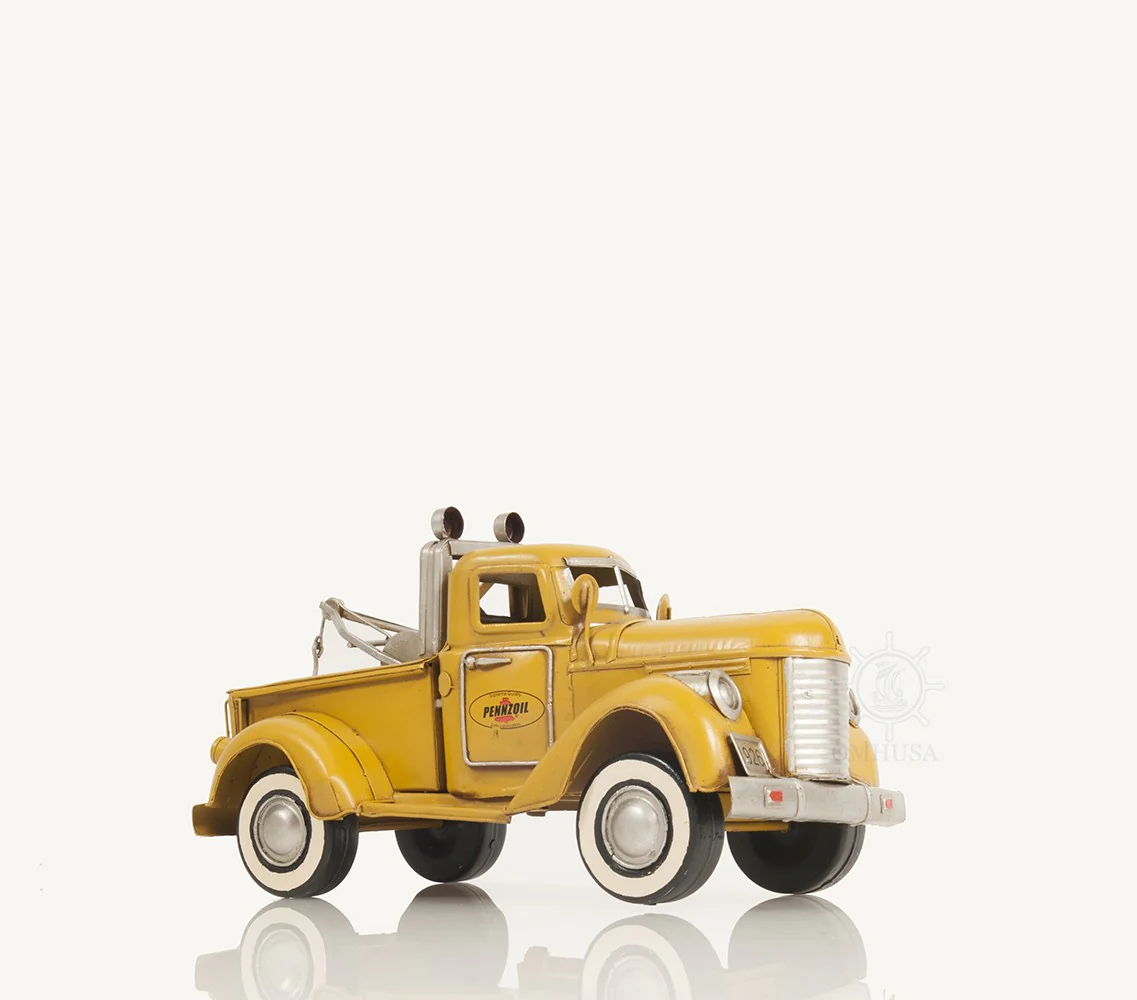 c1926 Pennzoil Tow Truck Yellow Model Sculpture By Homeroots - Image 5