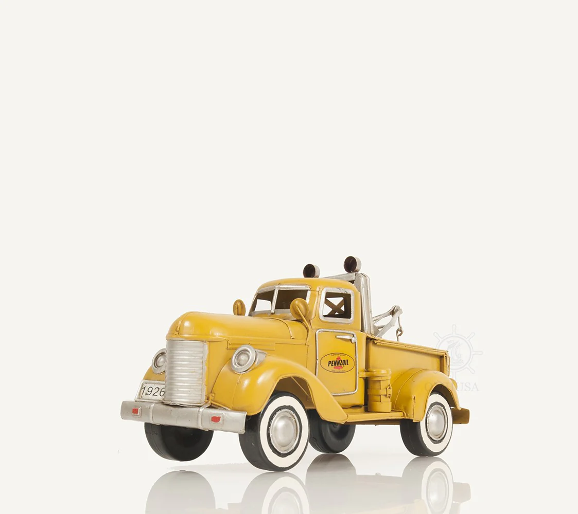 c1926 Pennzoil Tow Truck Yellow Model Sculpture By Homeroots - Image 6