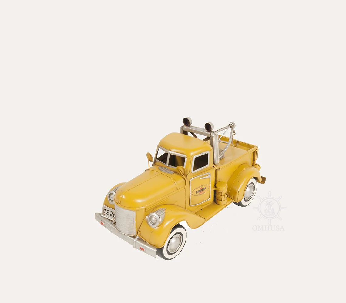 c1926 Pennzoil Tow Truck Yellow Model Sculpture By Homeroots - Image 7