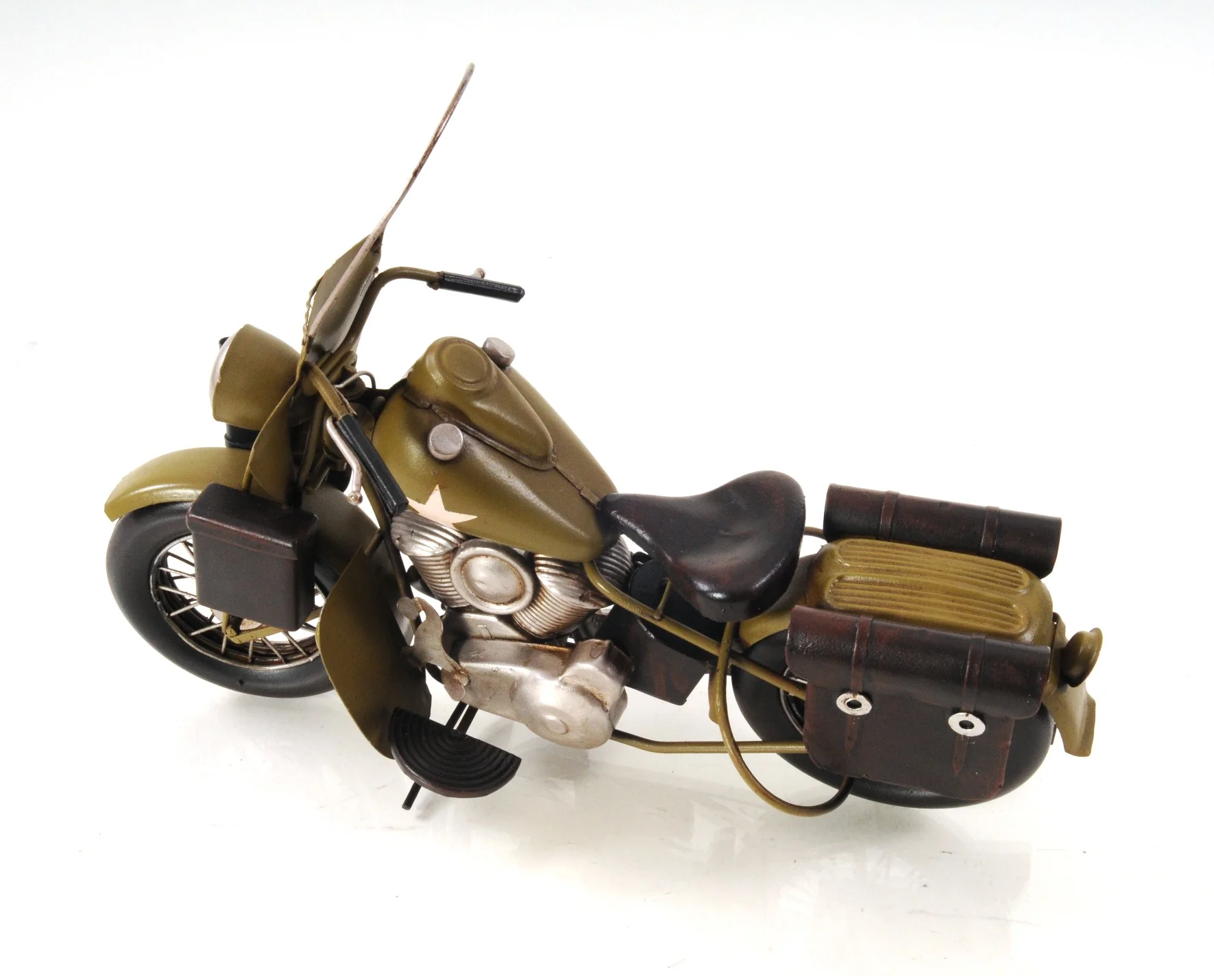 c1942 Green U.S. Army Motorcycle Sculpture By Homeroots - Image 3