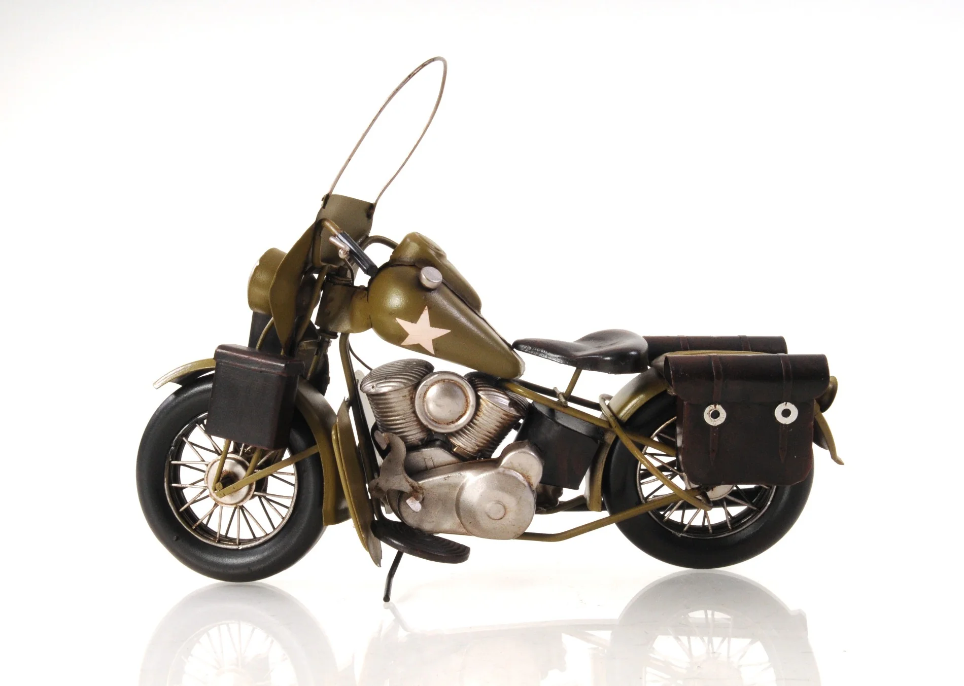 c1942 Green U.S. Army Motorcycle Sculpture By Homeroots - Image 7