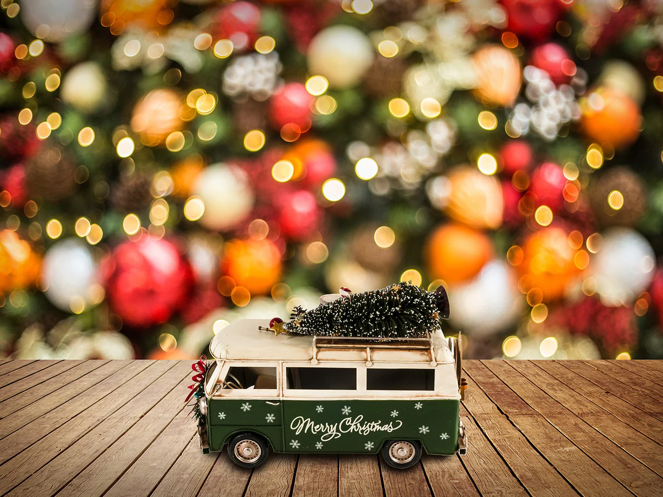 c1960s Volkswagen Christmas Bus Sculpture By Homeroots - Image 9