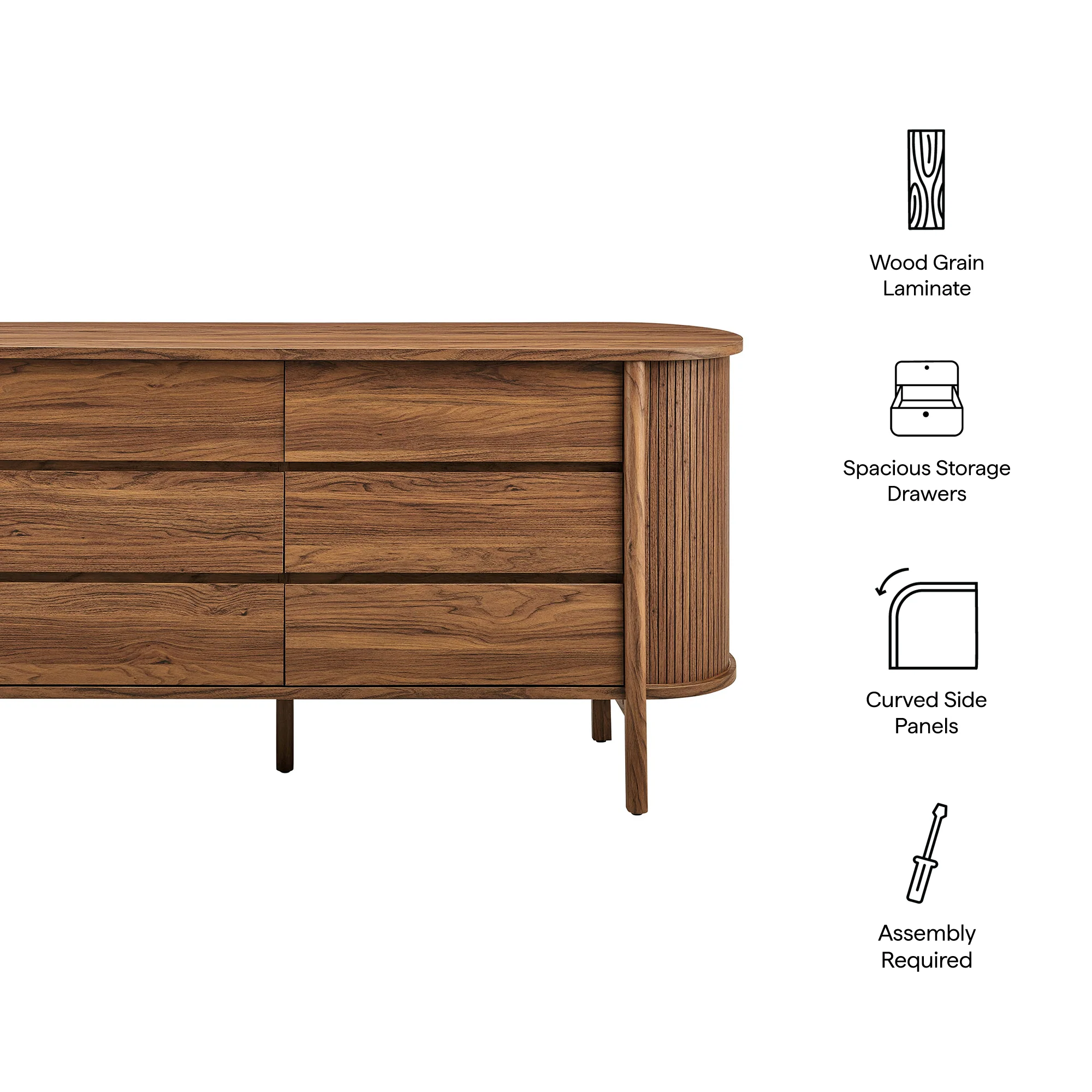 Cadence 6-Drawer Curved Dresser by Modway - Image 17