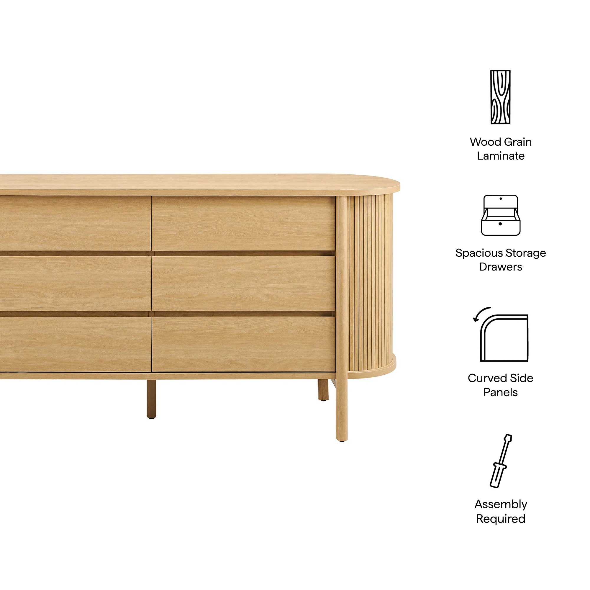 Cadence 6-Drawer Curved Dresser by Modway - Image 8
