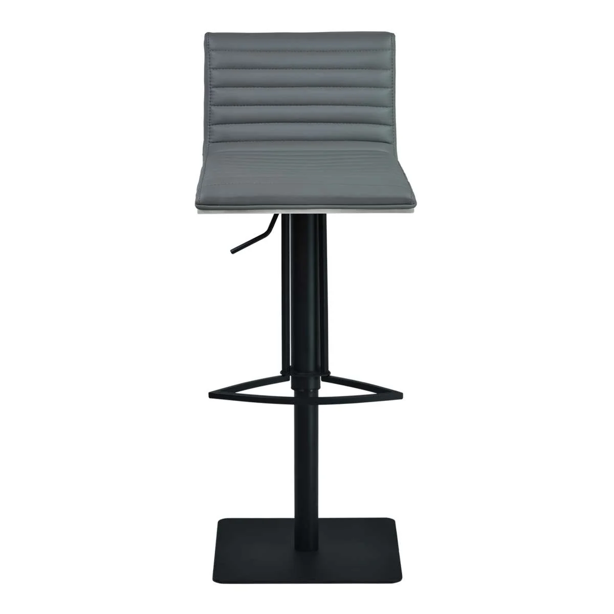 Café Adjustable Height Swivel Grey Faux Leather and Grey Walnut Wood Bar Stool with Black Metal Base By Armen Living - Image 2