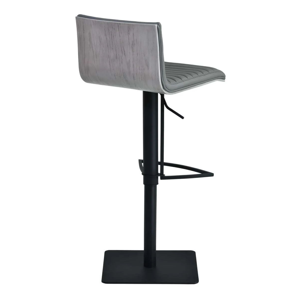 Café Adjustable Height Swivel Grey Faux Leather and Grey Walnut Wood Bar Stool with Black Metal Base By Armen Living - Image 3