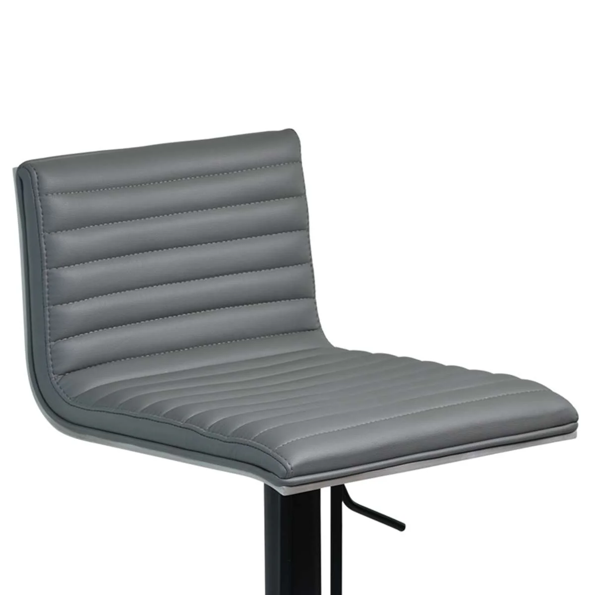 Café Adjustable Height Swivel Grey Faux Leather and Grey Walnut Wood Bar Stool with Black Metal Base By Armen Living - Image 4