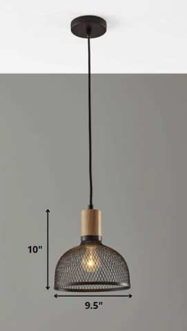 Caged Black Metal Small Ceiling Pendant By Homeroots - Image 2