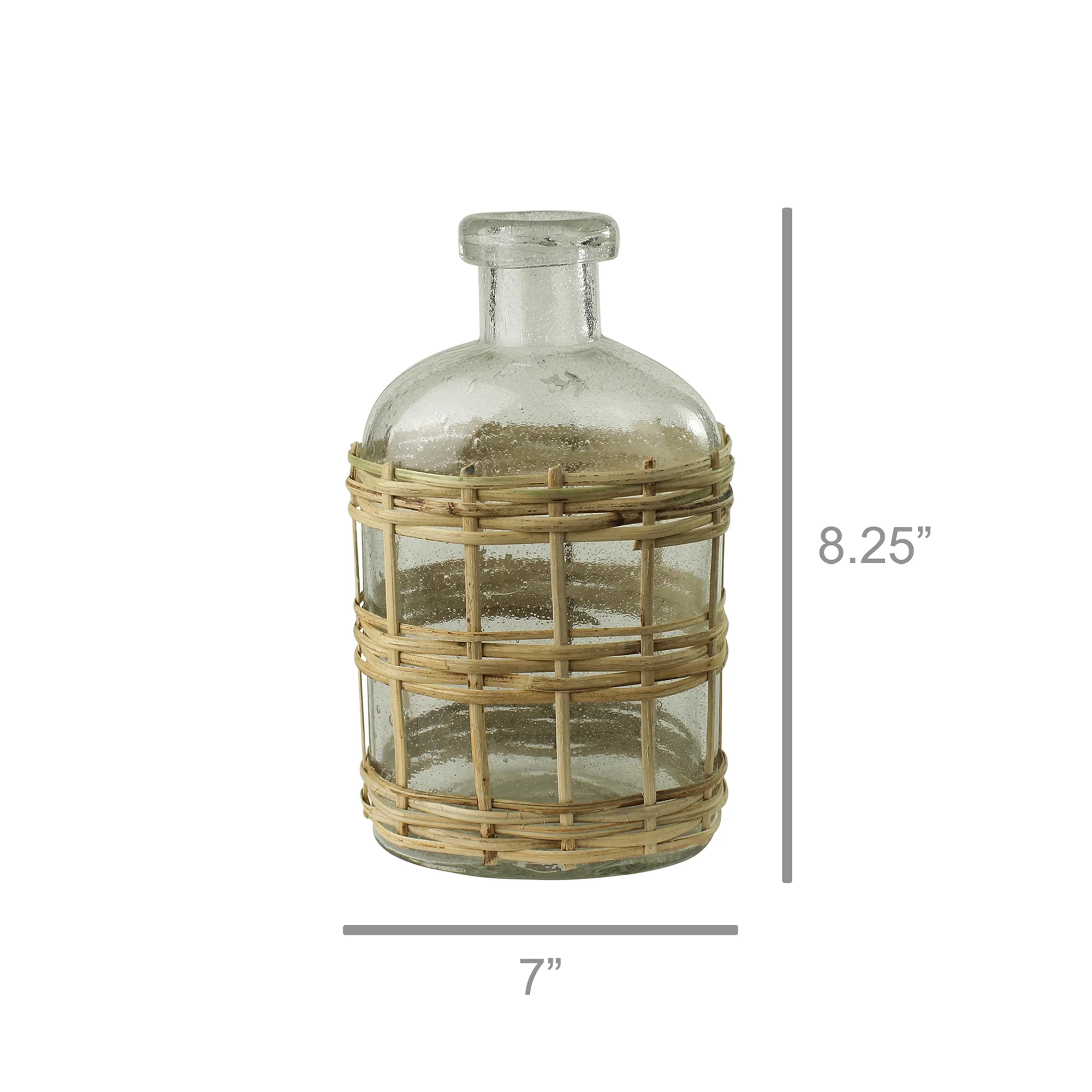 Cairo Bottle, Glass & Rattan - Small Set Of 2 By HomArt - Image 2