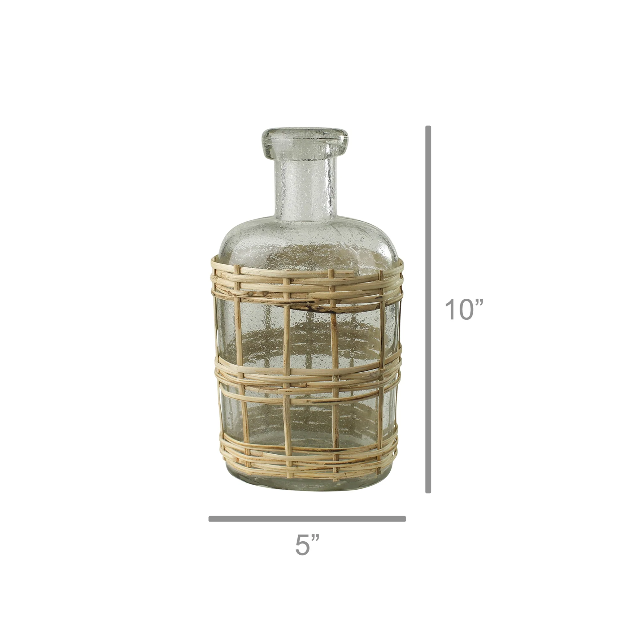 Cairo Bottle, Glass & Rattan - Small Set Of 2 By HomArt - Image 4