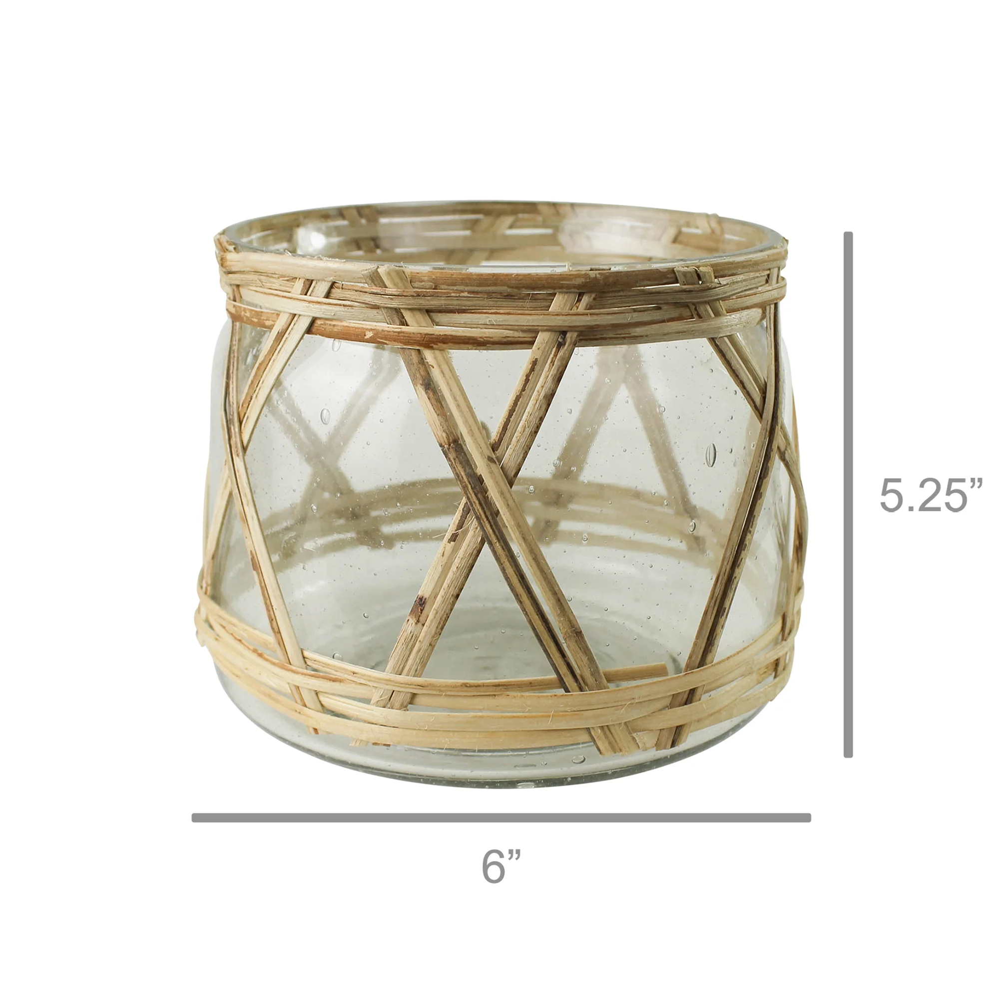 Cairo Hurricane, Glass & Rattan - Small Set Of 2 By HomArt - Image 2