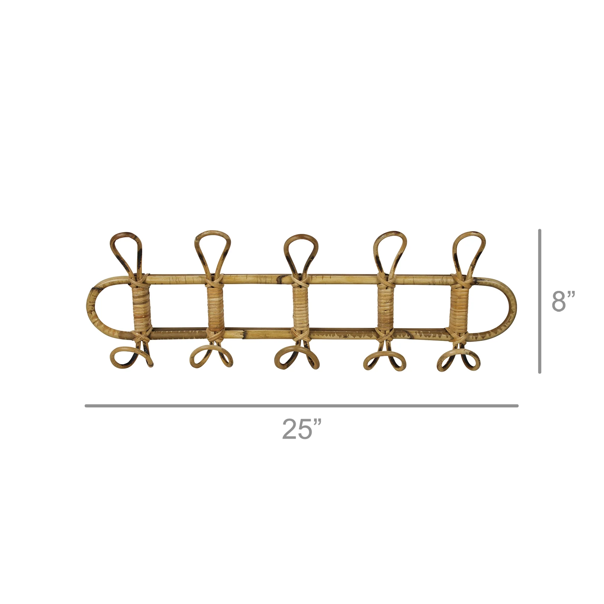 Cairo Wall Hook, Rattan  - 5 Hook By HomArt - Image 3