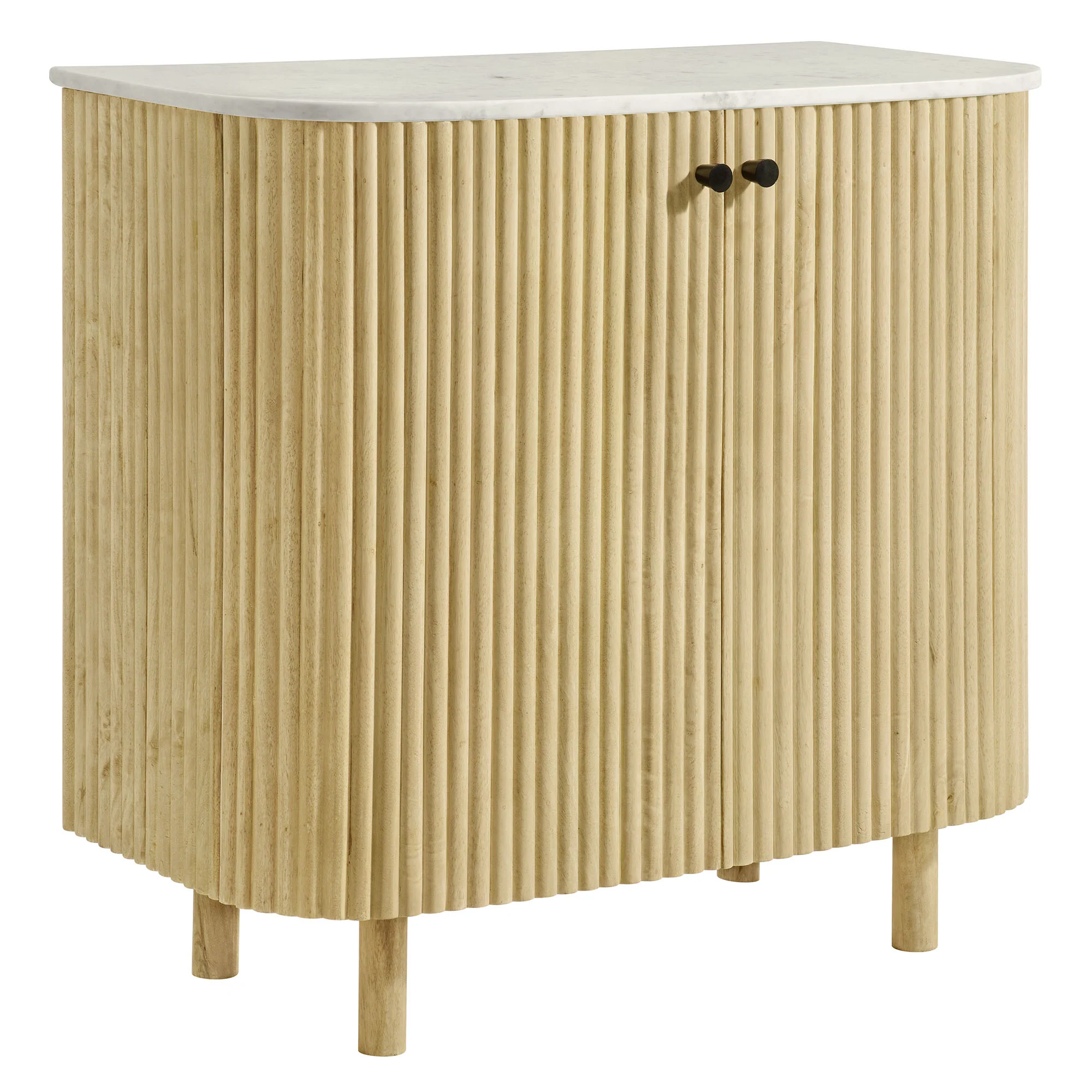Caldera 33" Curved Solid Wood and Marble Accent Storage Cabinet by Modway - Image 2