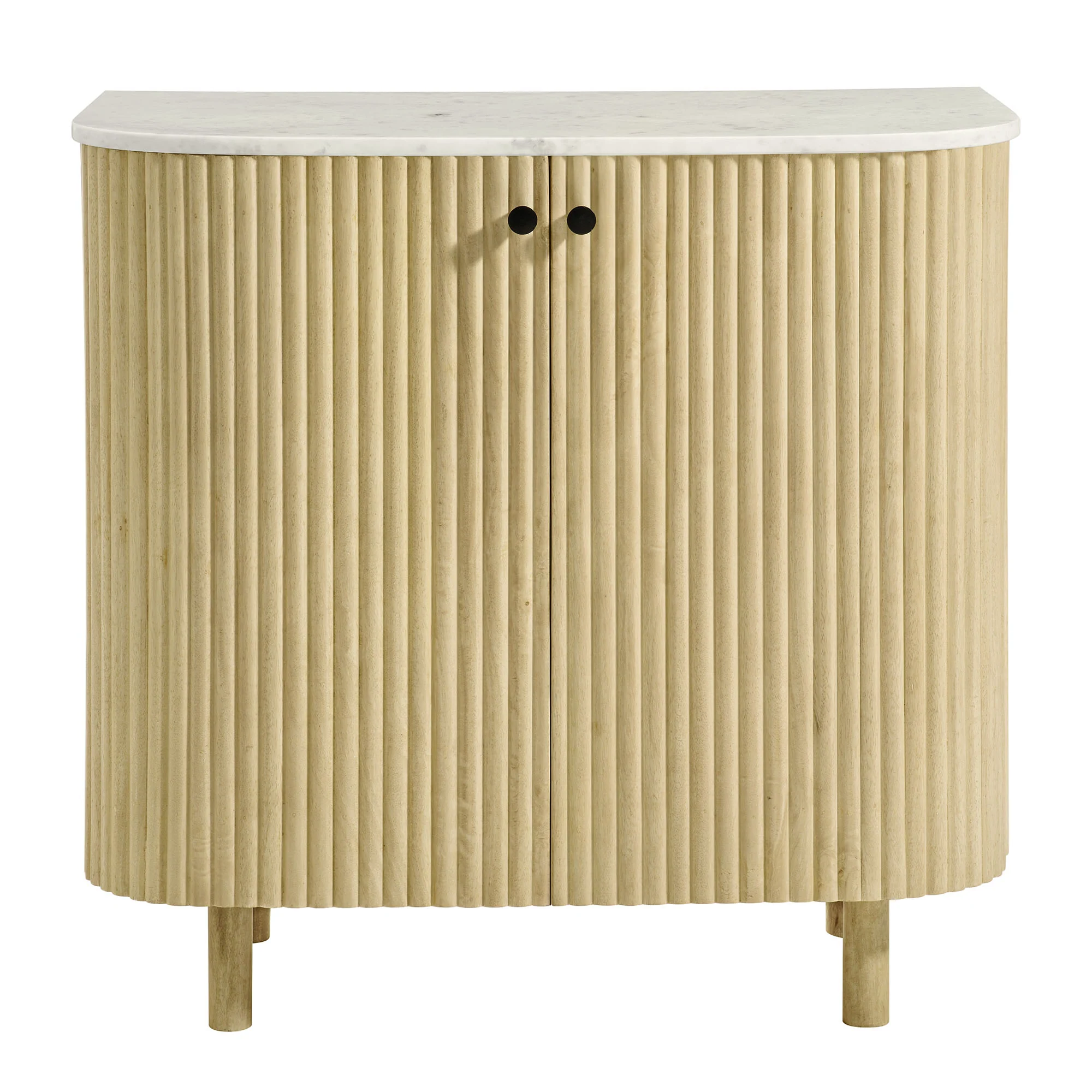 Caldera 33" Curved Solid Wood and Marble Accent Storage Cabinet by Modway - Image 4