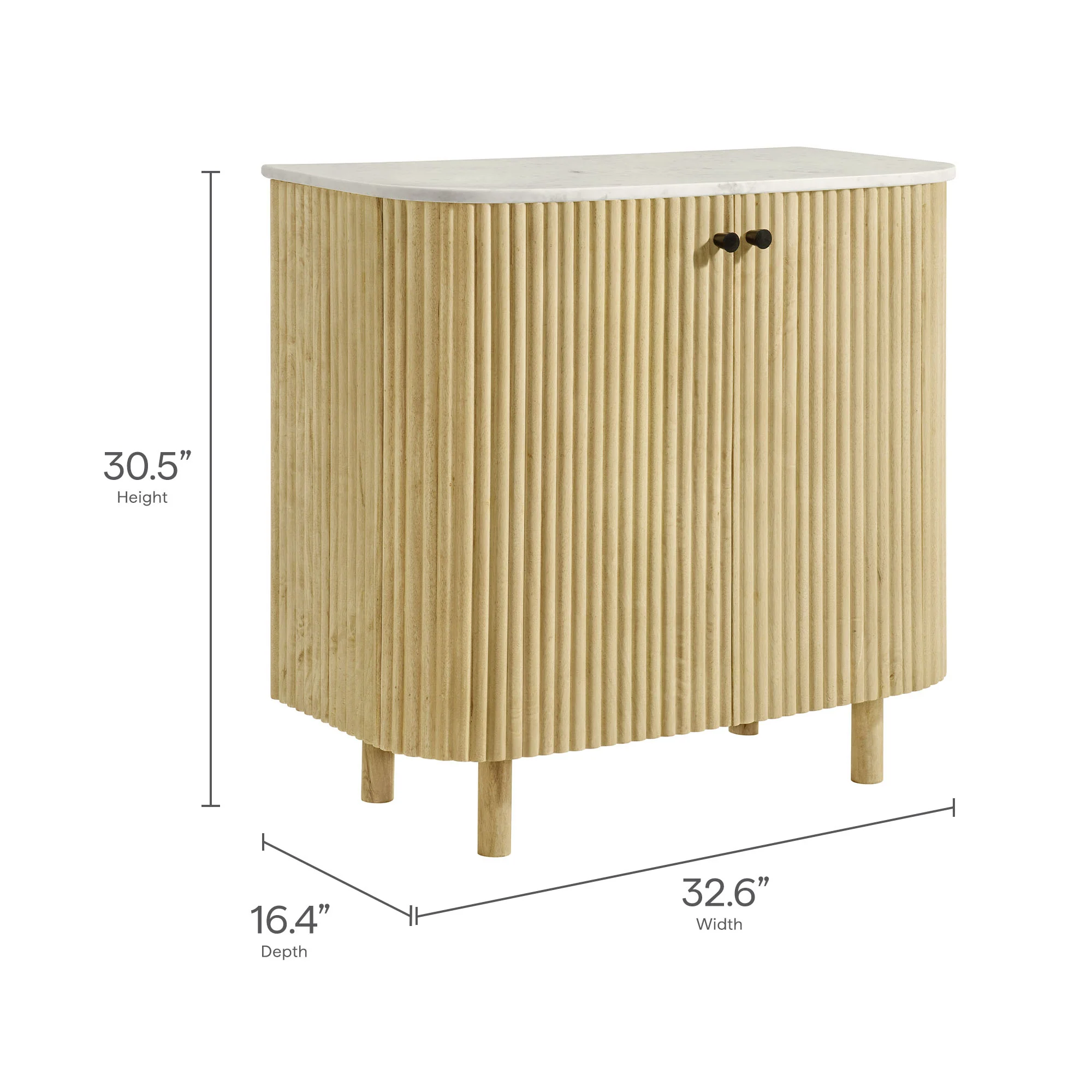 Caldera 33" Curved Solid Wood and Marble Accent Storage Cabinet by Modway - Image 9