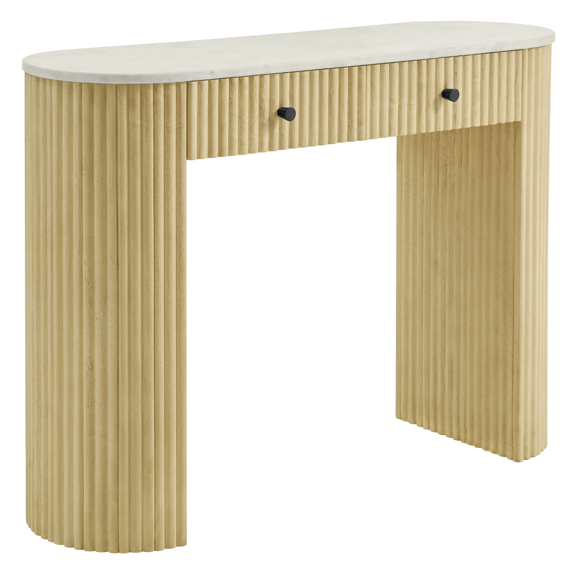 Caldera 42" Curved Solid Wood and Marble Console Table by Modway - Image 2