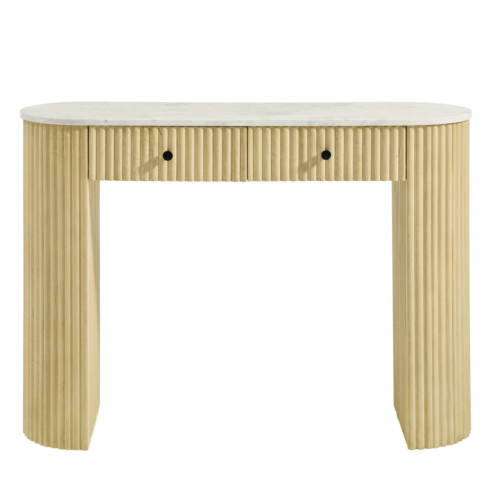 Caldera 42" Curved Solid Wood and Marble Console Table by Modway - Image 4