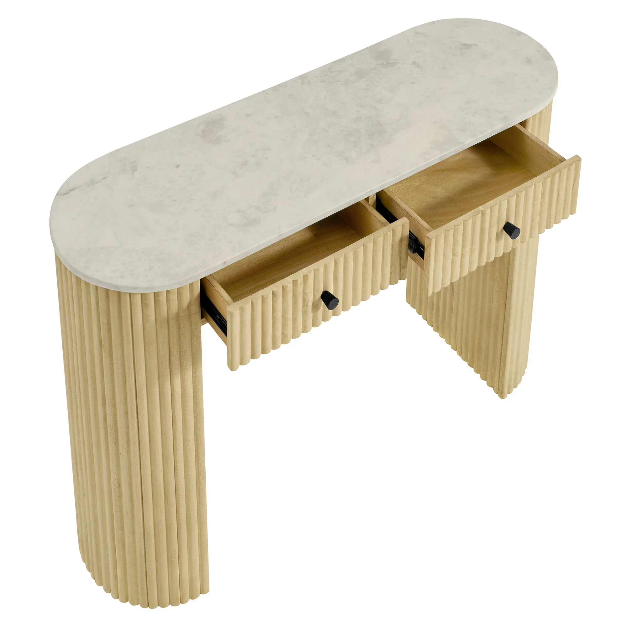 Caldera 42" Curved Solid Wood and Marble Console Table by Modway - Image 5