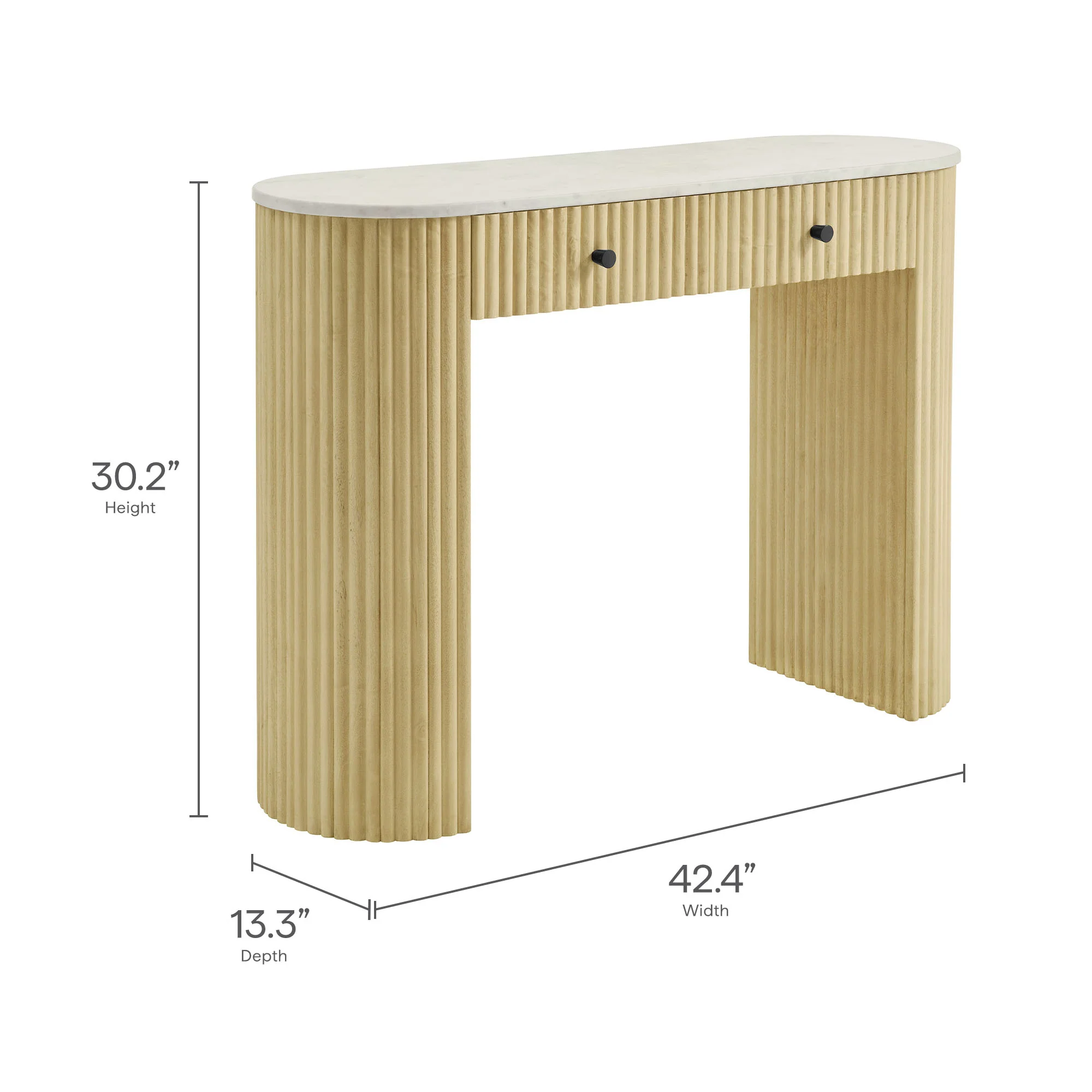 Caldera 42" Curved Solid Wood and Marble Console Table by Modway - Image 9