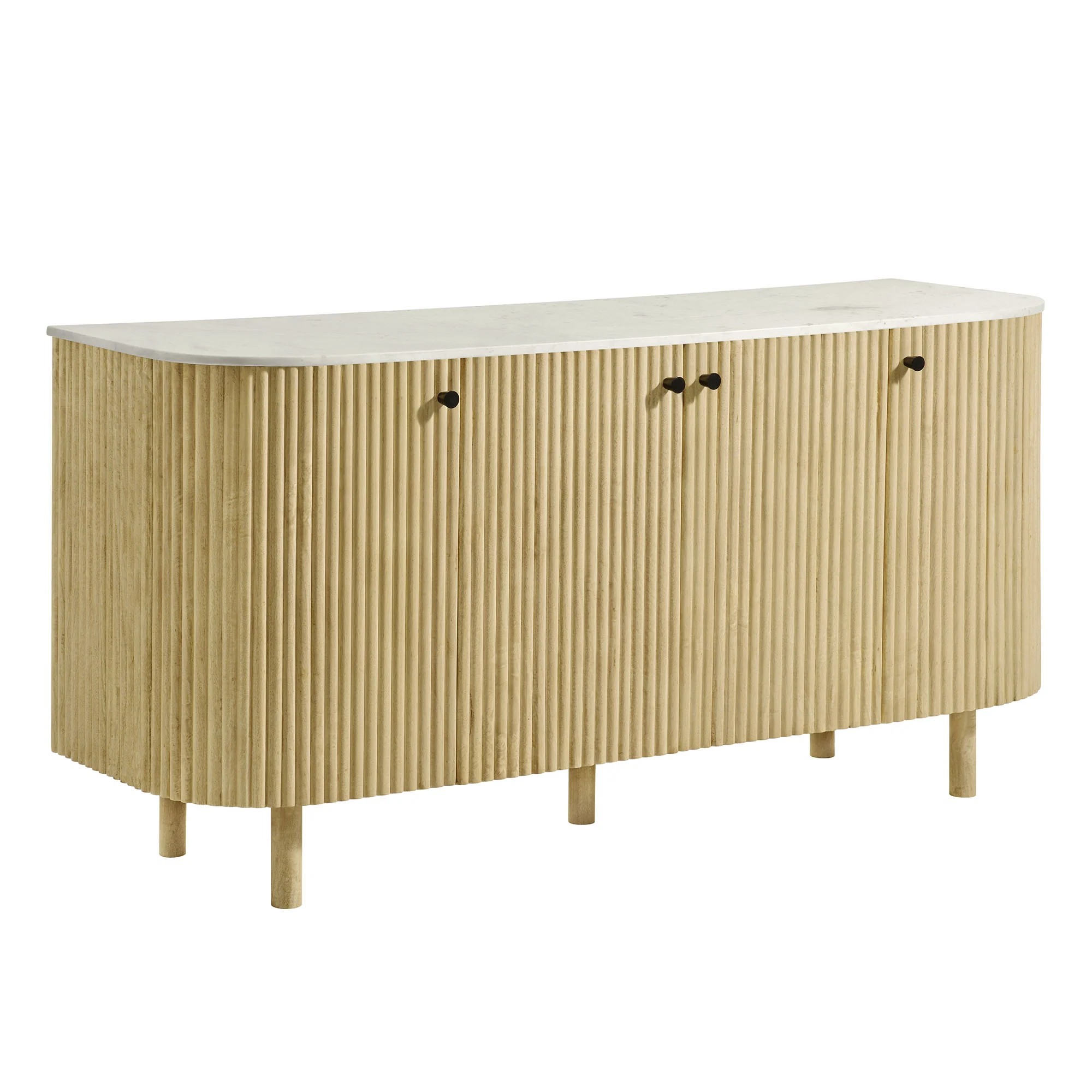 Caldera 60" Curved Solid Wood and Marble Sideboard Storage Cabinet by Modway - Image 2