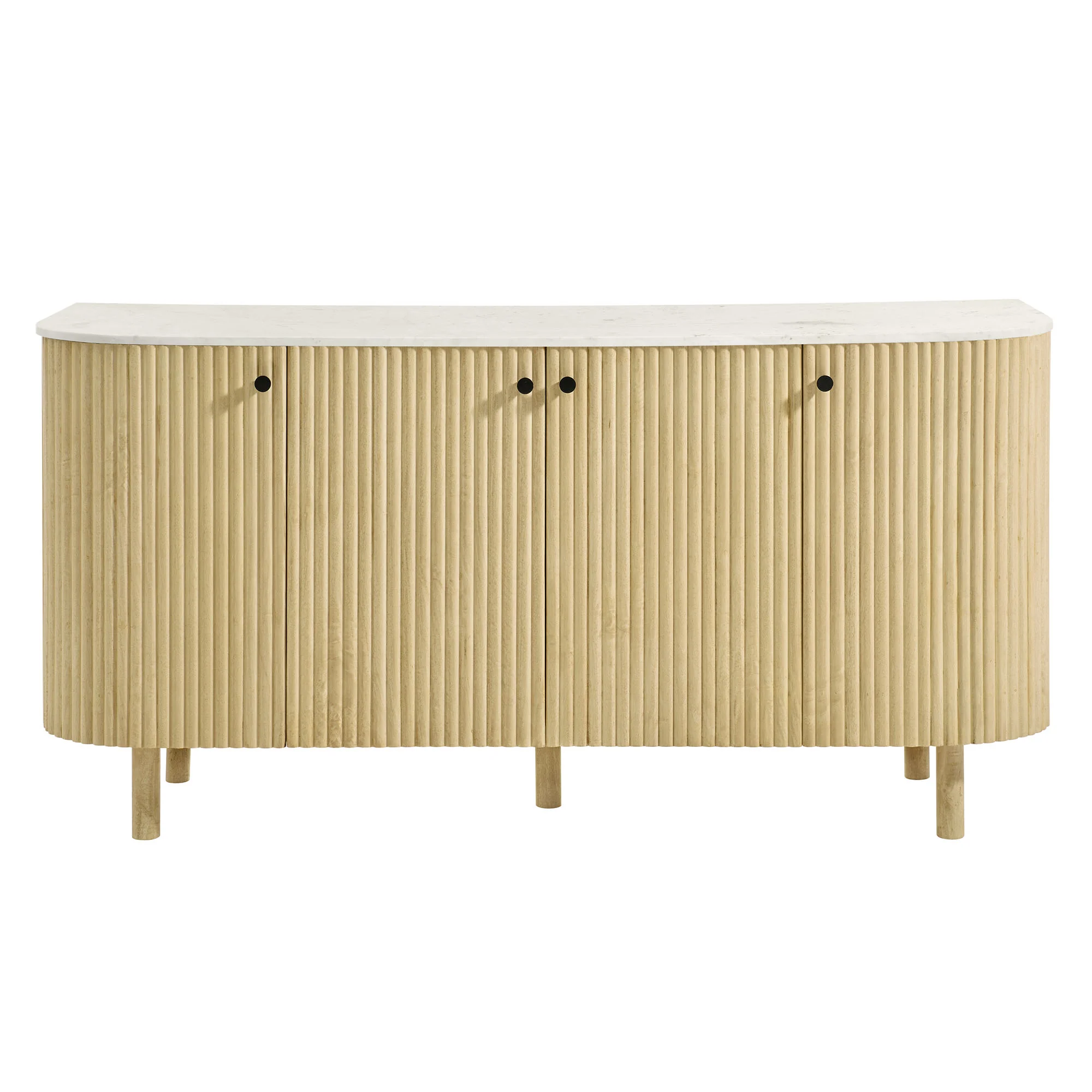 Caldera 60" Curved Solid Wood and Marble Sideboard Storage Cabinet by Modway - Image 4