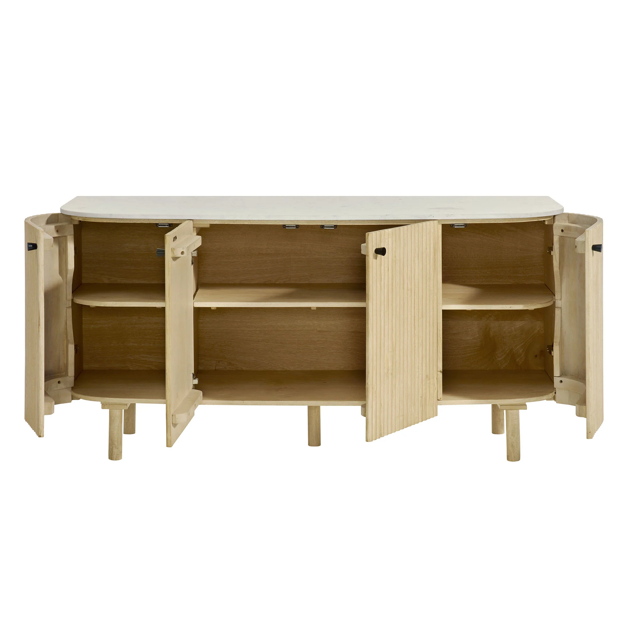 Caldera 60" Curved Solid Wood and Marble Sideboard Storage Cabinet by Modway - Image 5