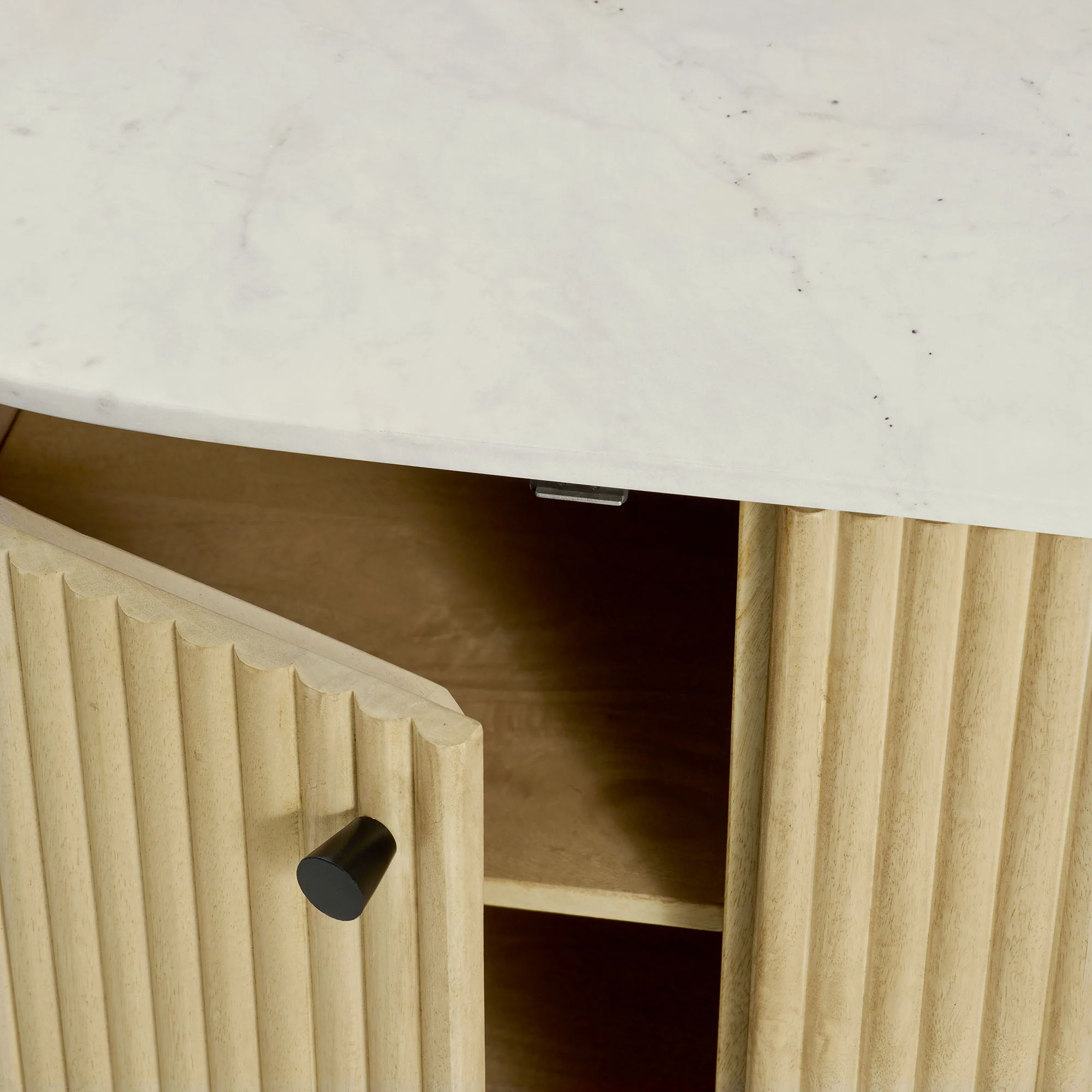 Caldera 60" Curved Solid Wood and Marble Sideboard Storage Cabinet by Modway - Image 6