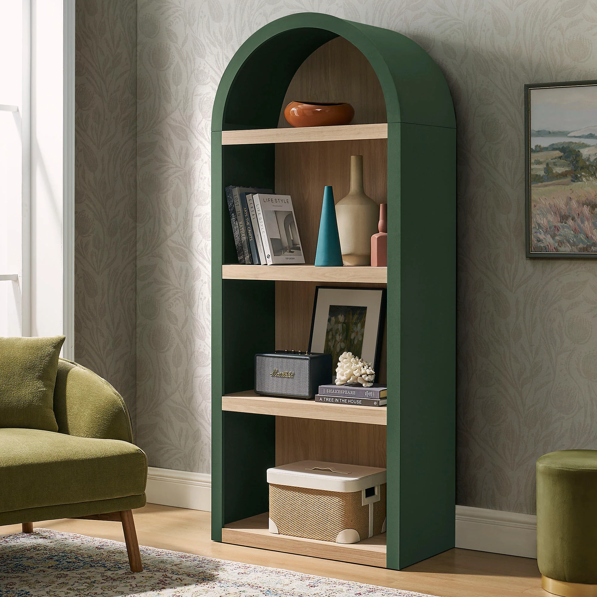 Caleb 4 Arched Display Shelf Bookcase by Modway - Image 14