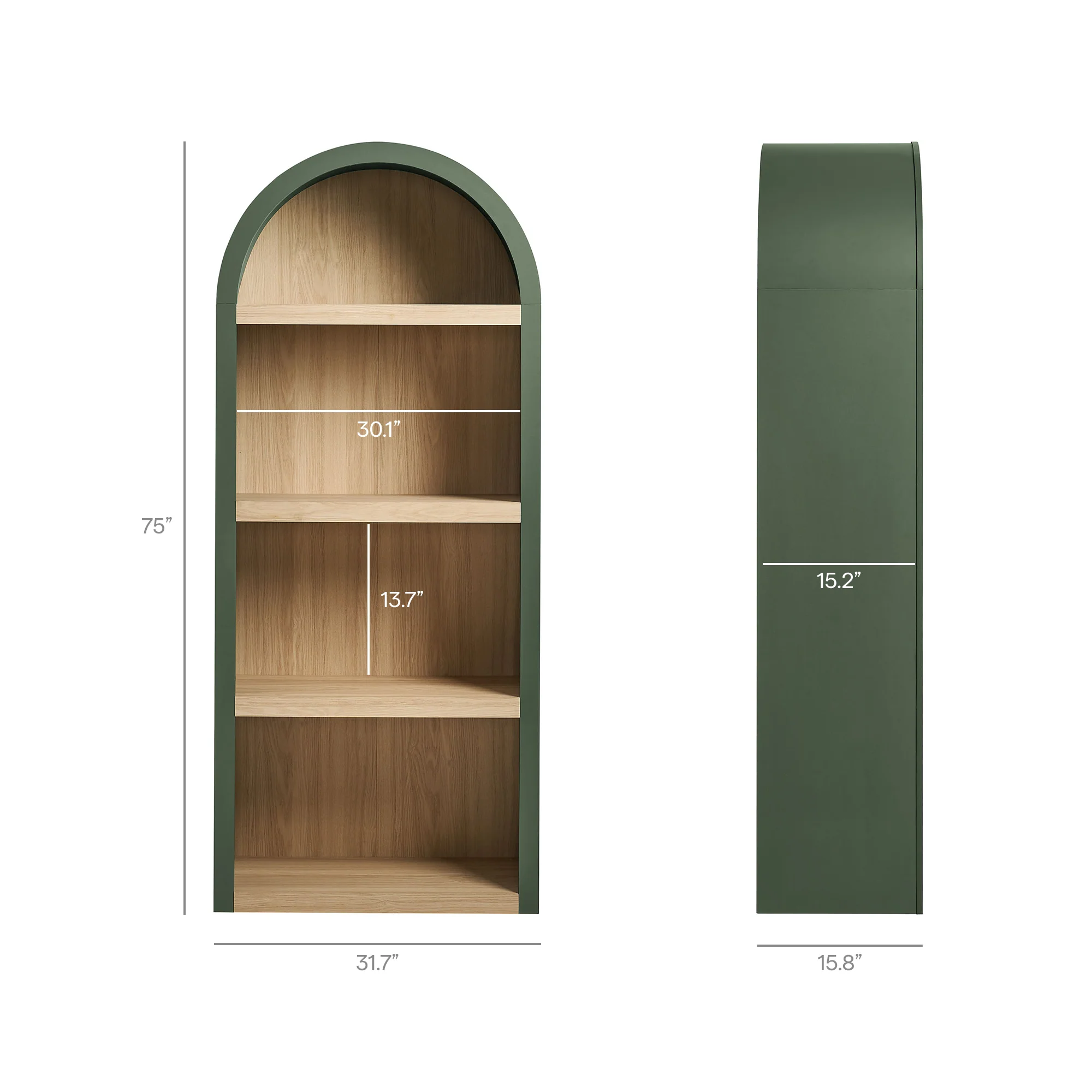 Caleb 4 Arched Display Shelf Bookcase by Modway - Image 16