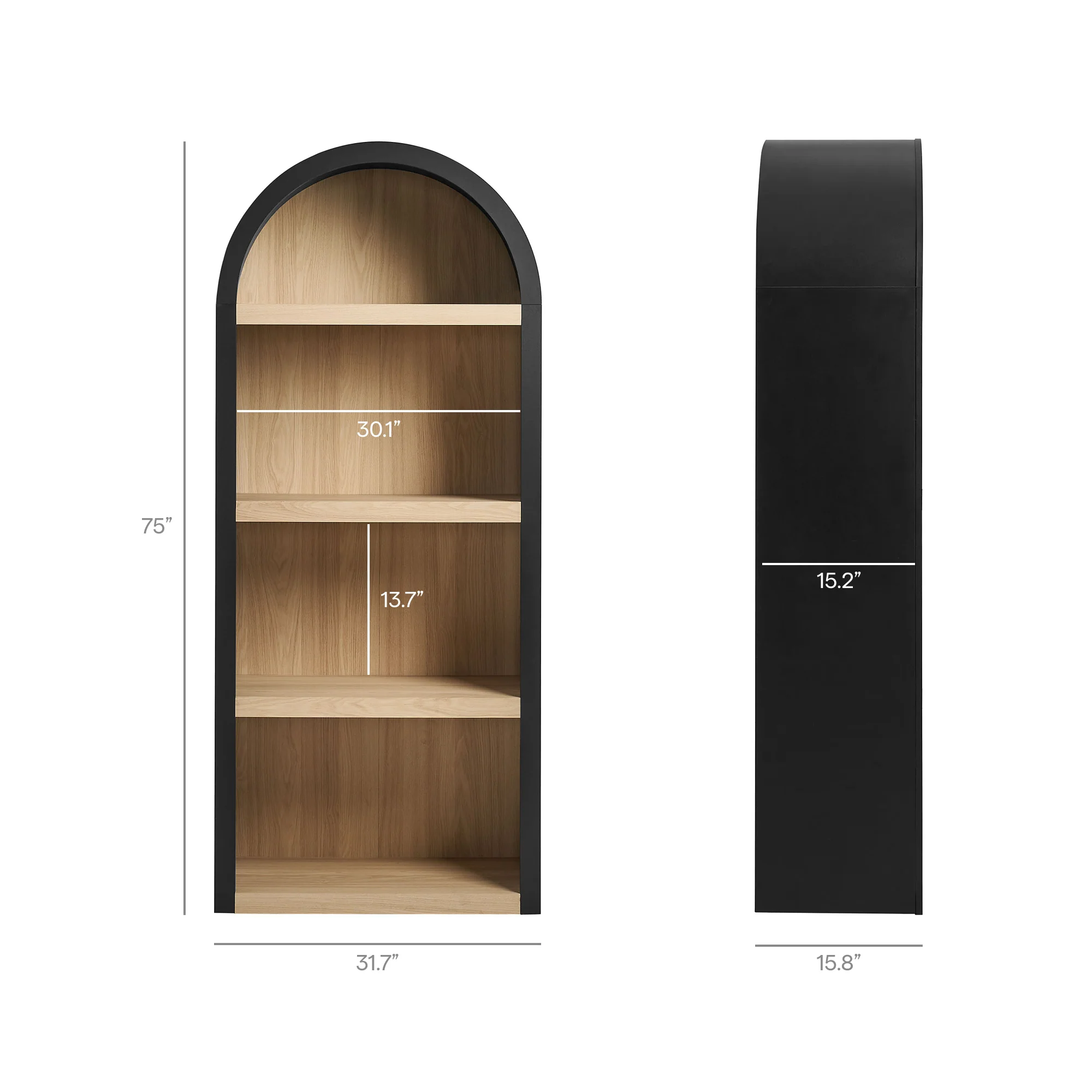 Caleb 4 Arched Display Shelf Bookcase by Modway - Image 8