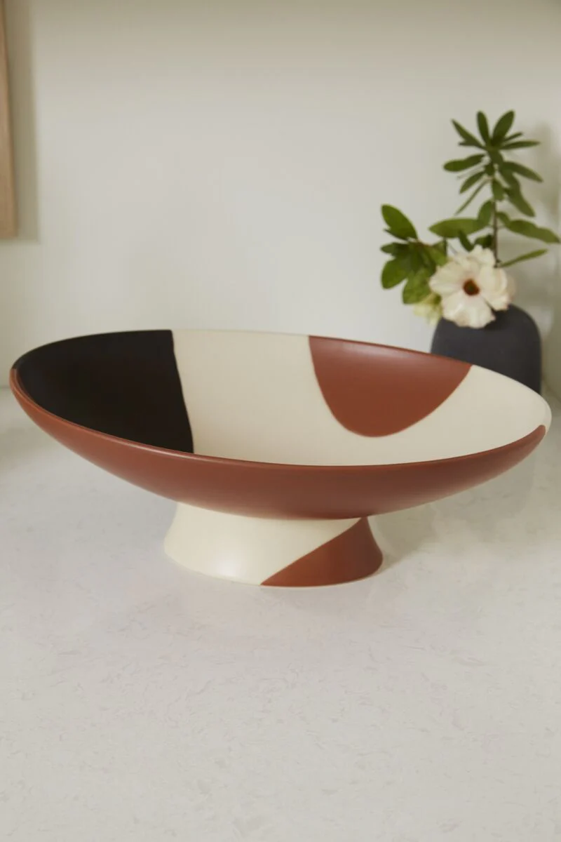 Calico Footed Bowl 13"x 9.25"x 4" By Accent Decor - Image 2