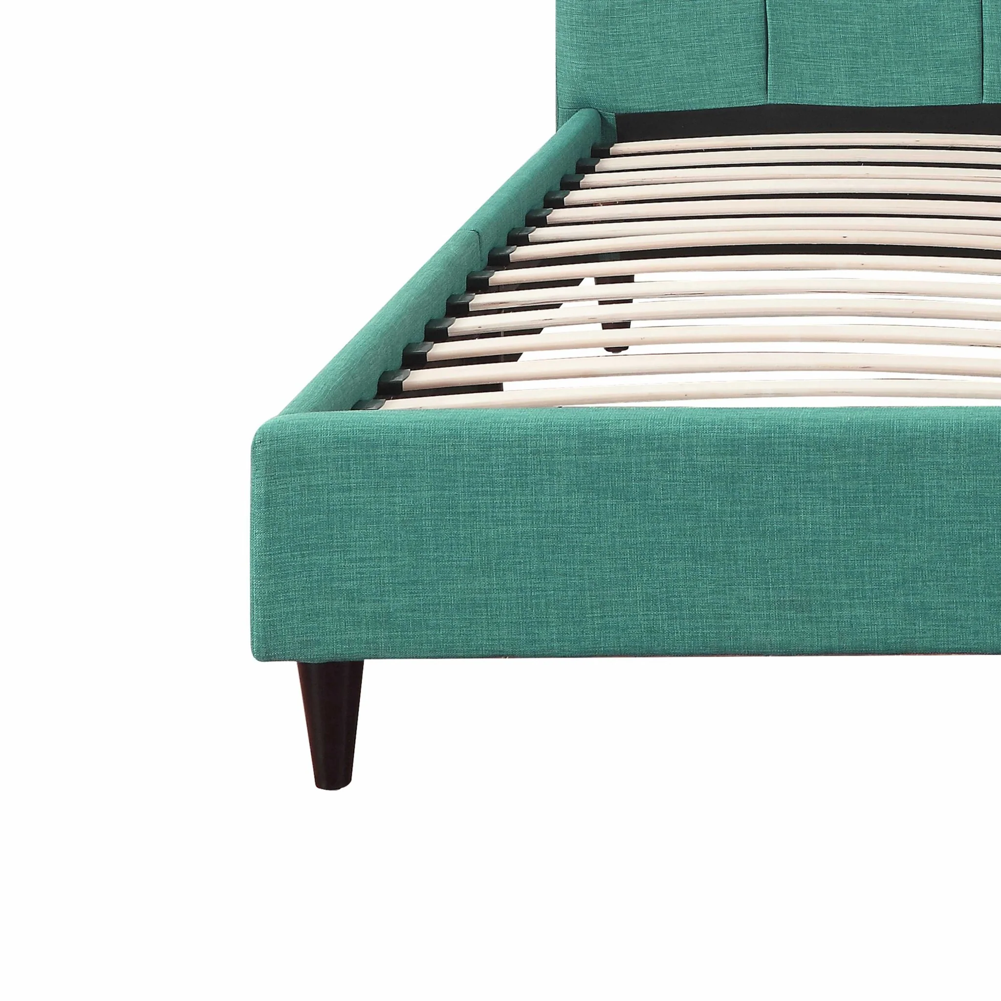 California King Blue Modern Upholstered Square Stitched Platform Bed By Homeroots - Image 5