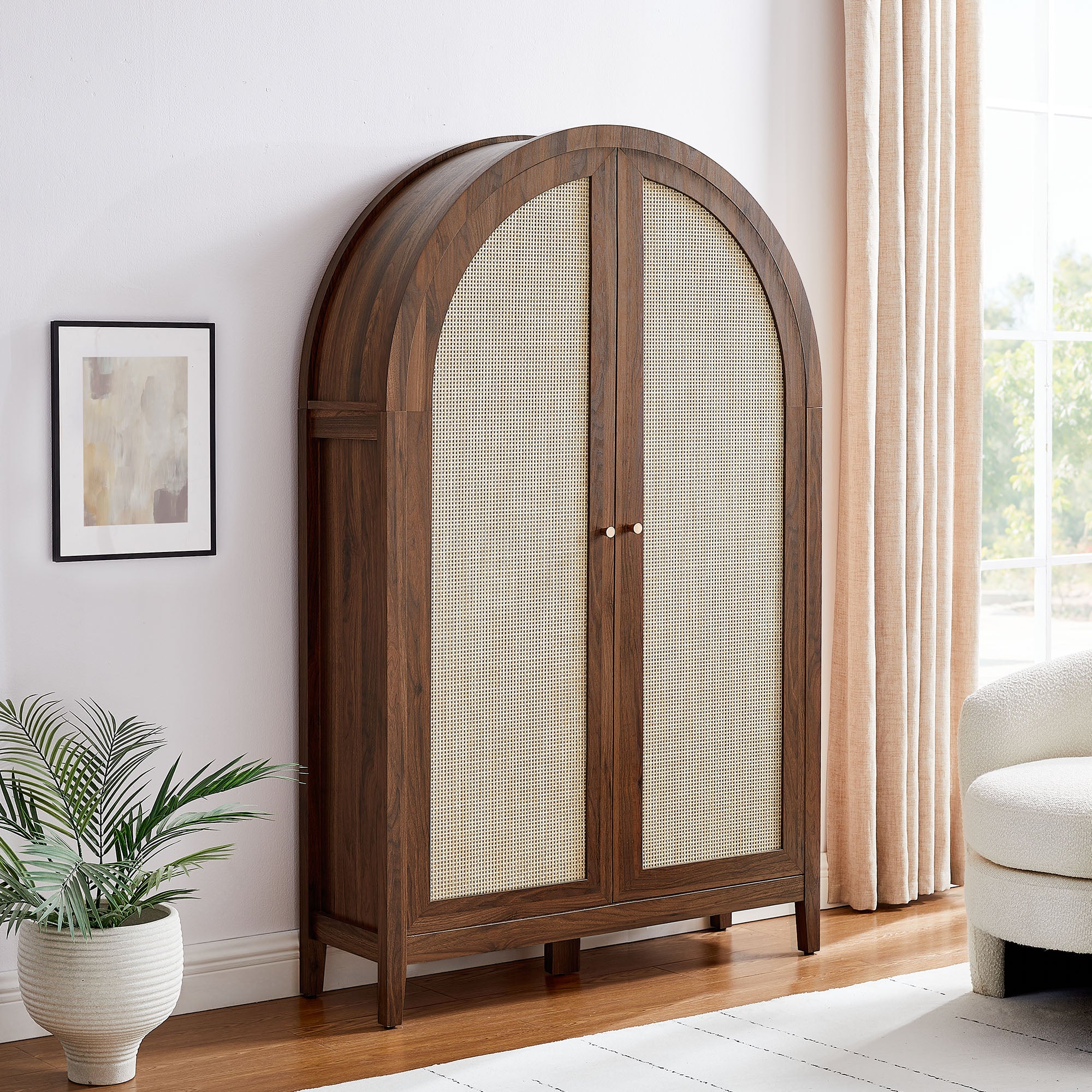 Calista 63 Inch Arched Storage Cabinet With Folding Desk by Modway - Image 17
