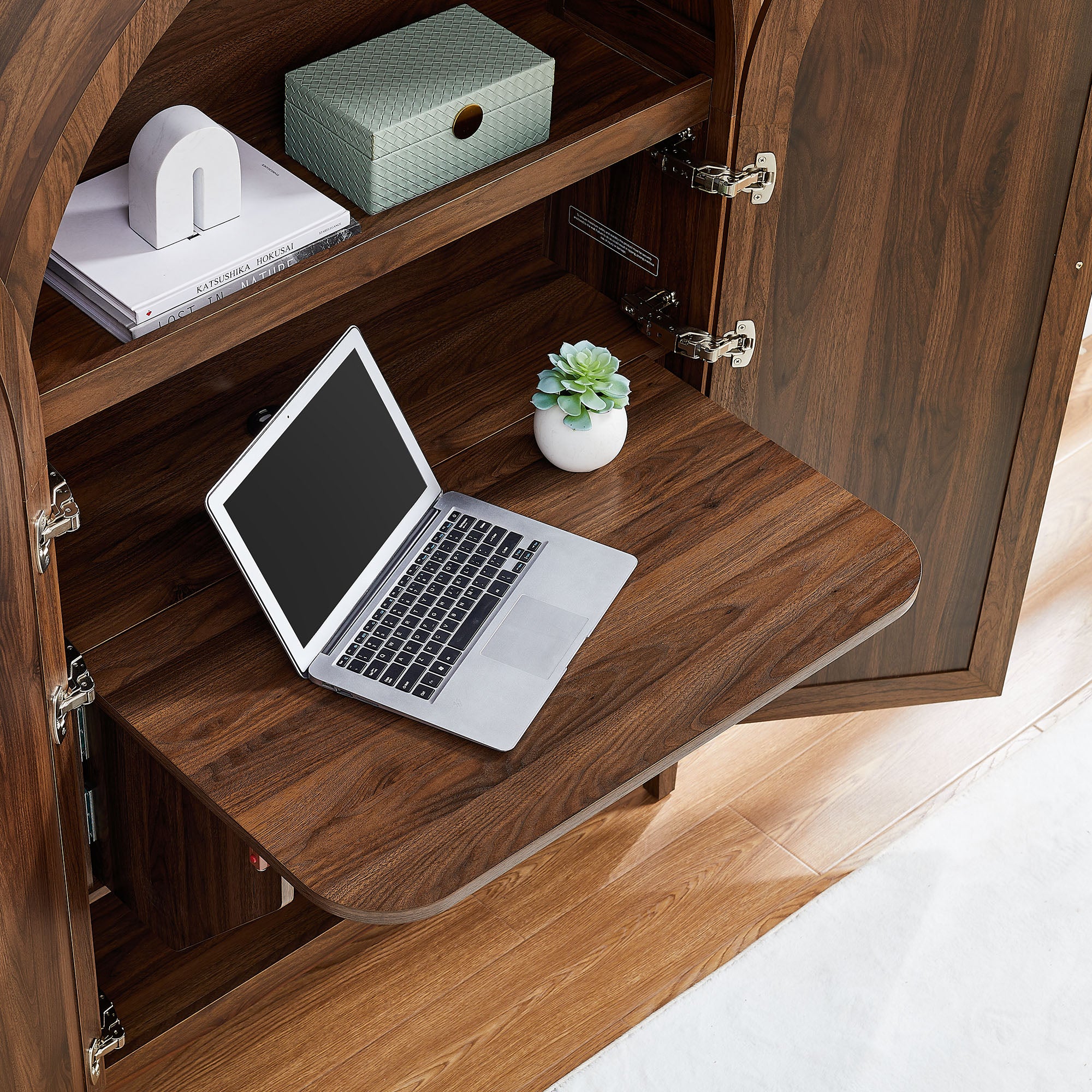 Calista 63 Inch Arched Storage Cabinet With Folding Desk by Modway - Image 18