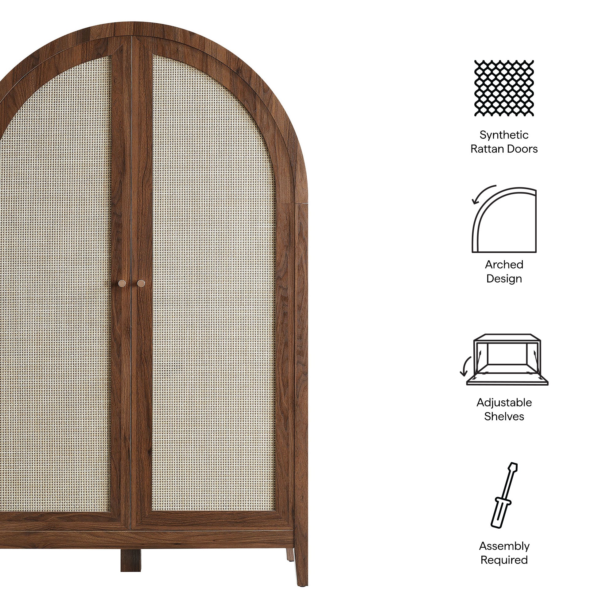 Calista 63 Inch Arched Storage Cabinet With Folding Desk by Modway - Image 19