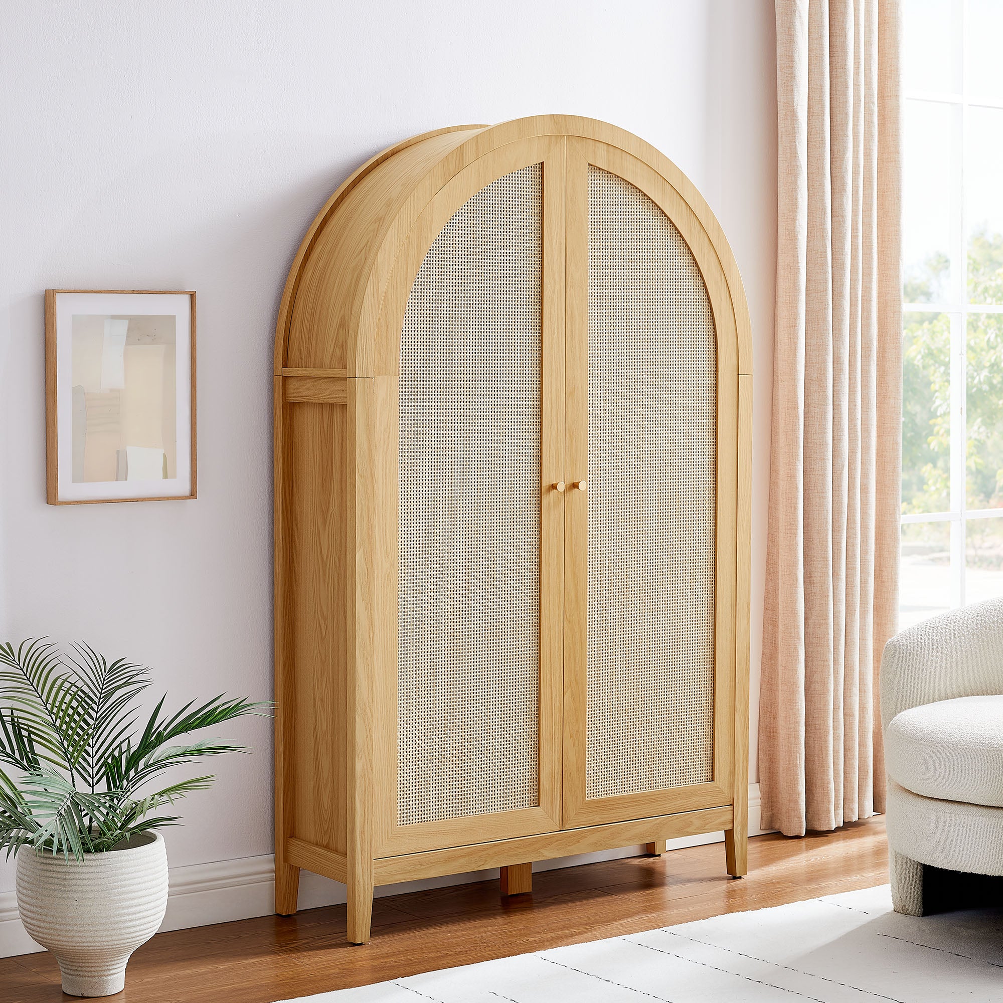 Calista 63 Inch Arched Storage Cabinet With Folding Desk by Modway - Image 7