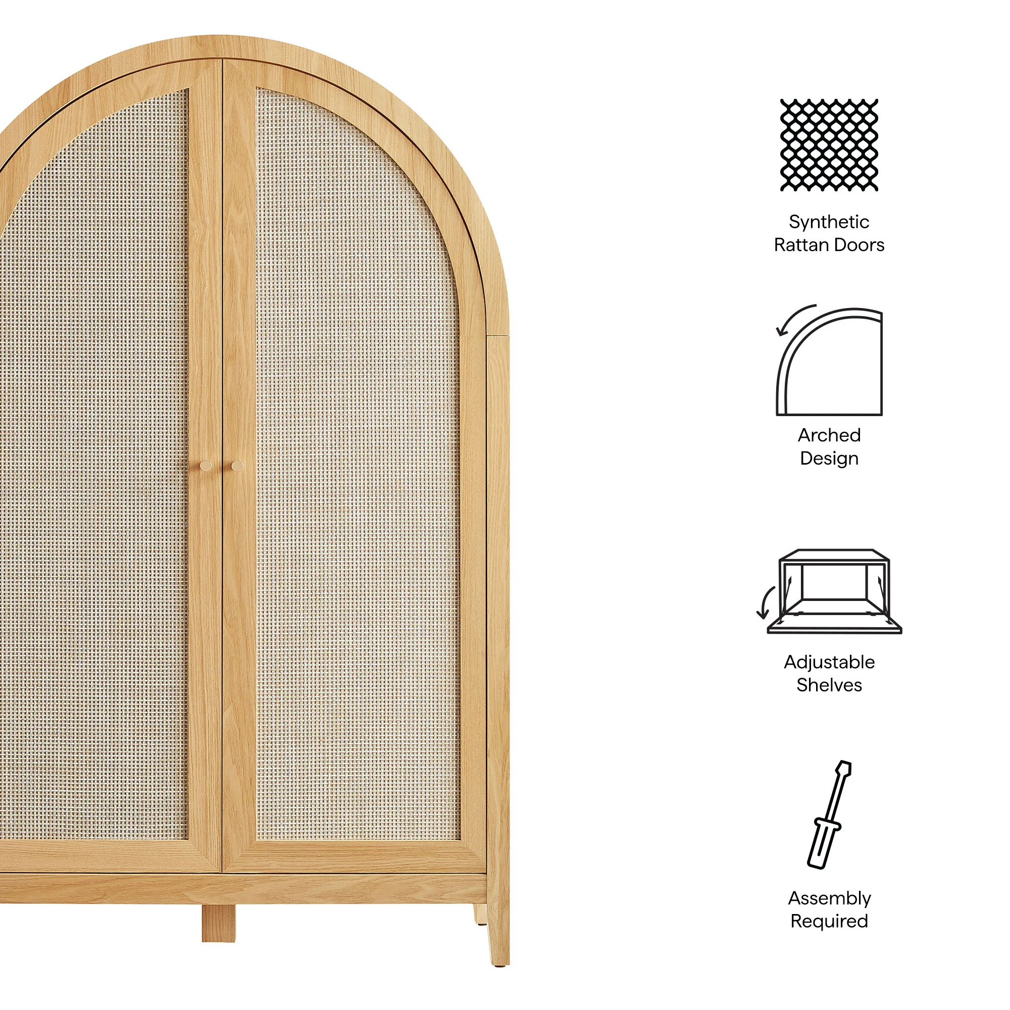 Calista 63 Inch Arched Storage Cabinet With Folding Desk by Modway - Image 9