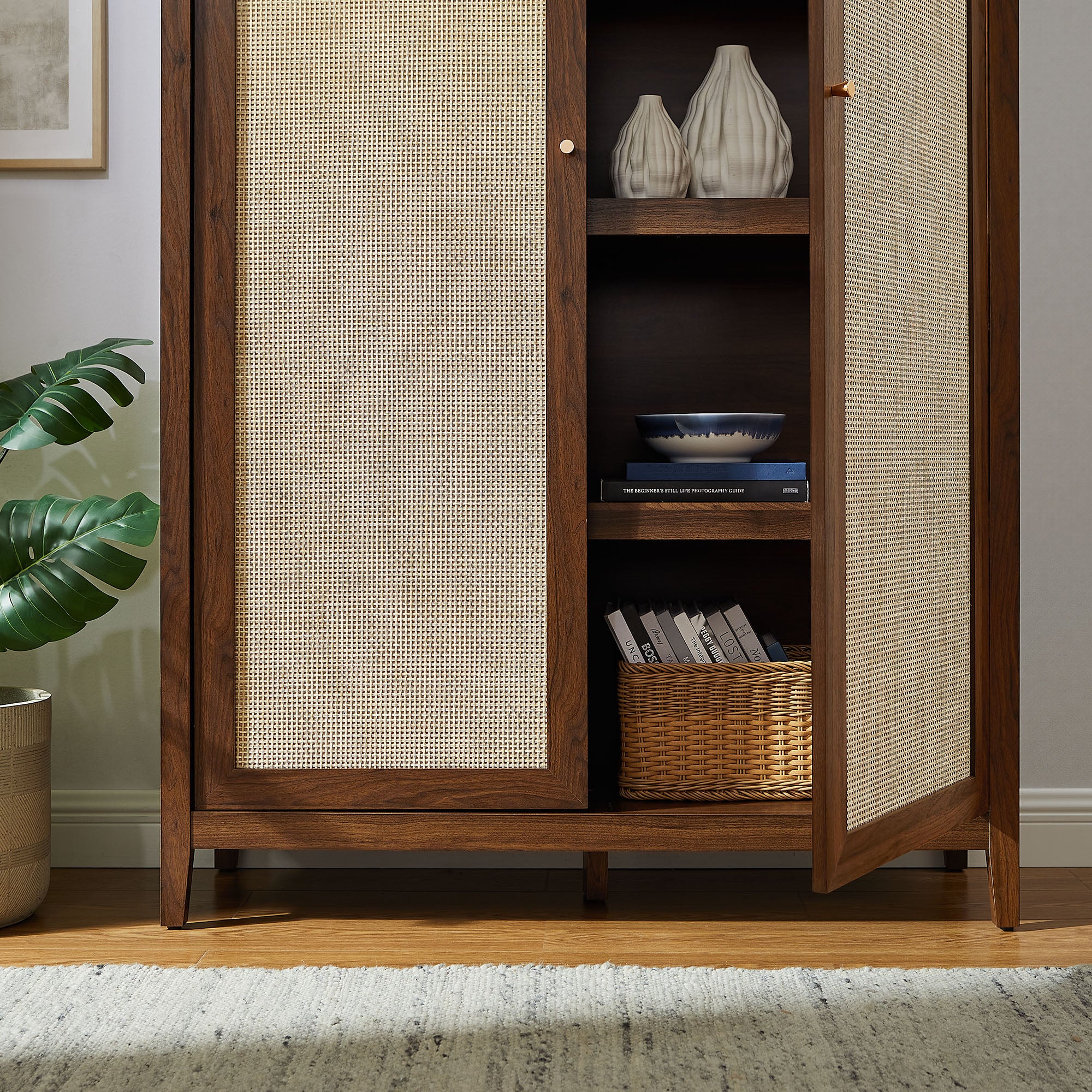 Calista 79" Tall Wide Rattan Arched Storage Cabinet by Modway - Image 15