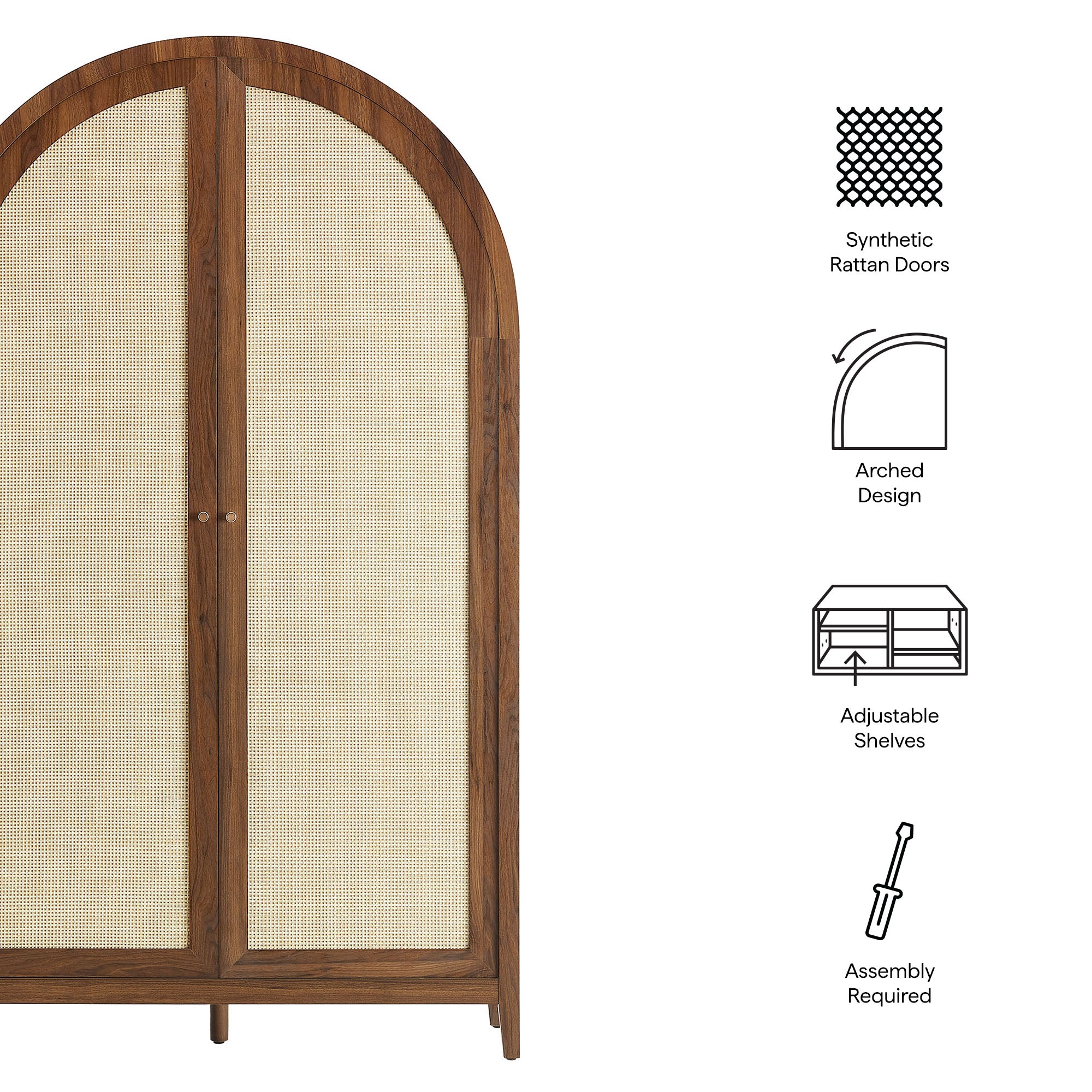 Calista 79" Tall Wide Rattan Arched Storage Cabinet by Modway - Image 17