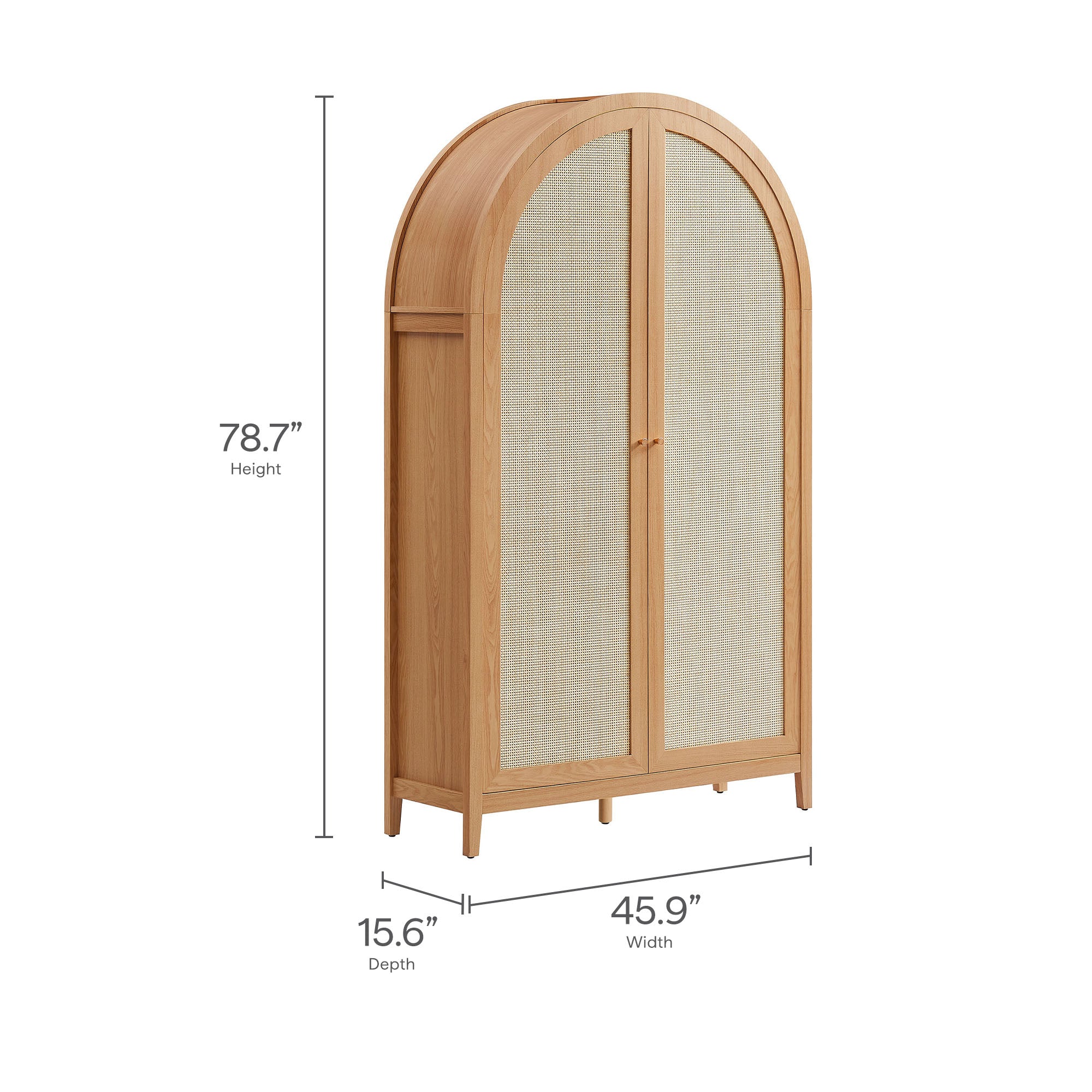 Calista 79" Tall Wide Rattan Arched Storage Cabinet by Modway - Image 9