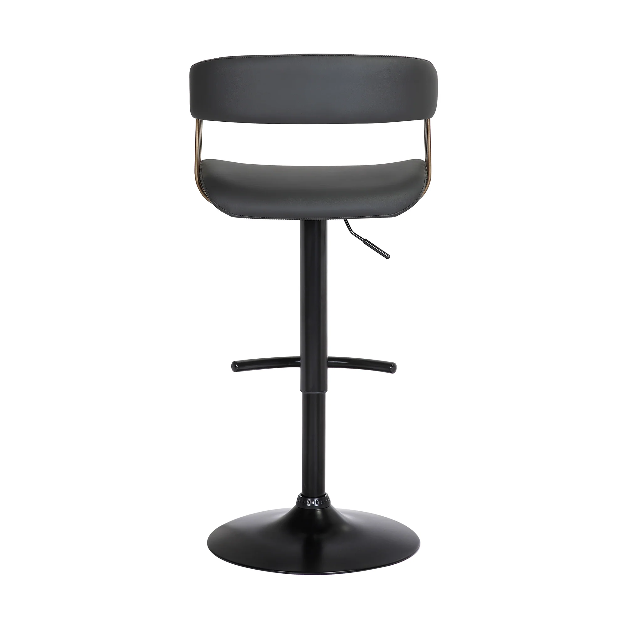 Calista Adjustable Bar Stool in Black Faux Leather with Golden Bronze and Black Metal By Armen Living - Image 6