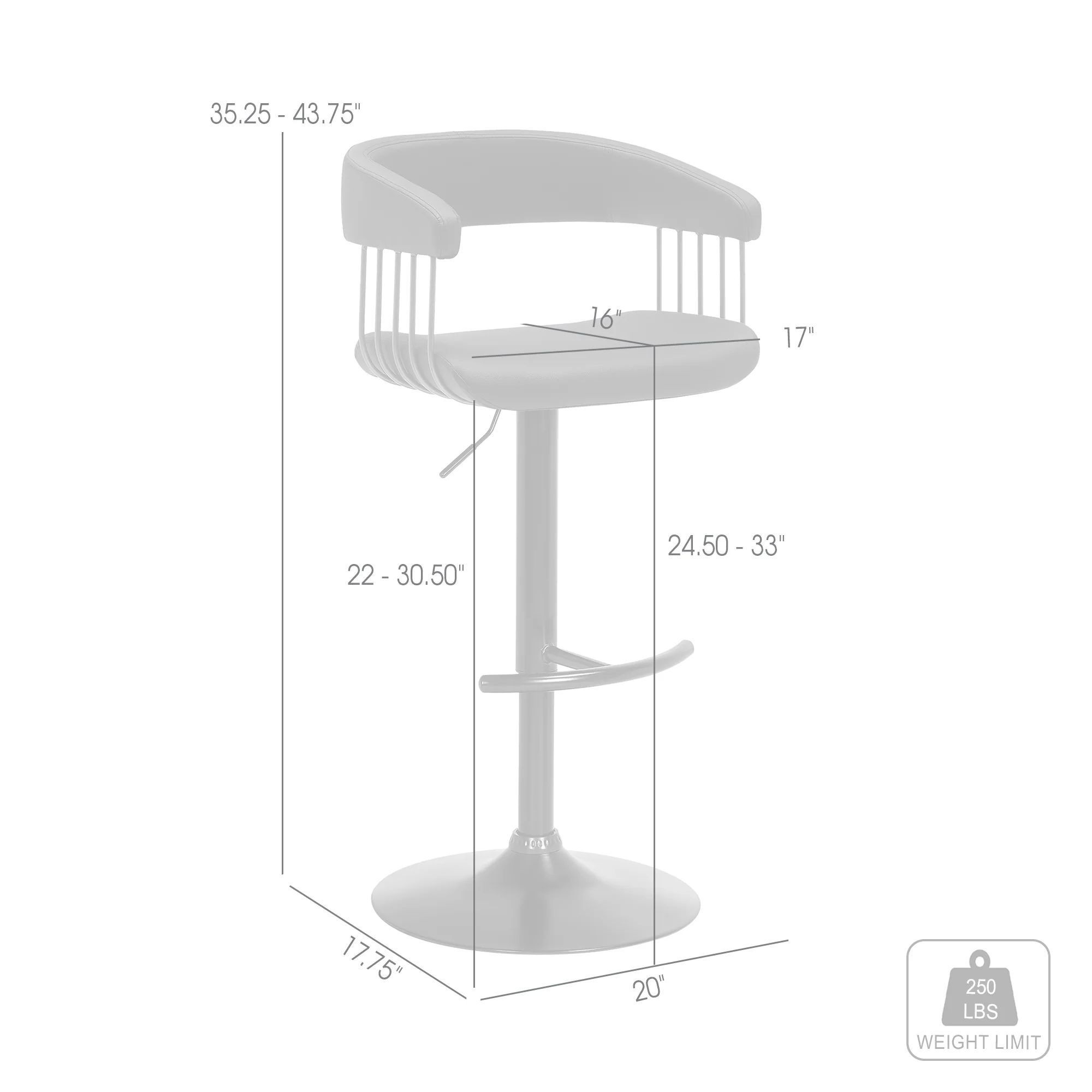 Calista Adjustable Bar Stool in Black Faux Leather with Golden Bronze and Black Metal By Armen Living - Image 9
