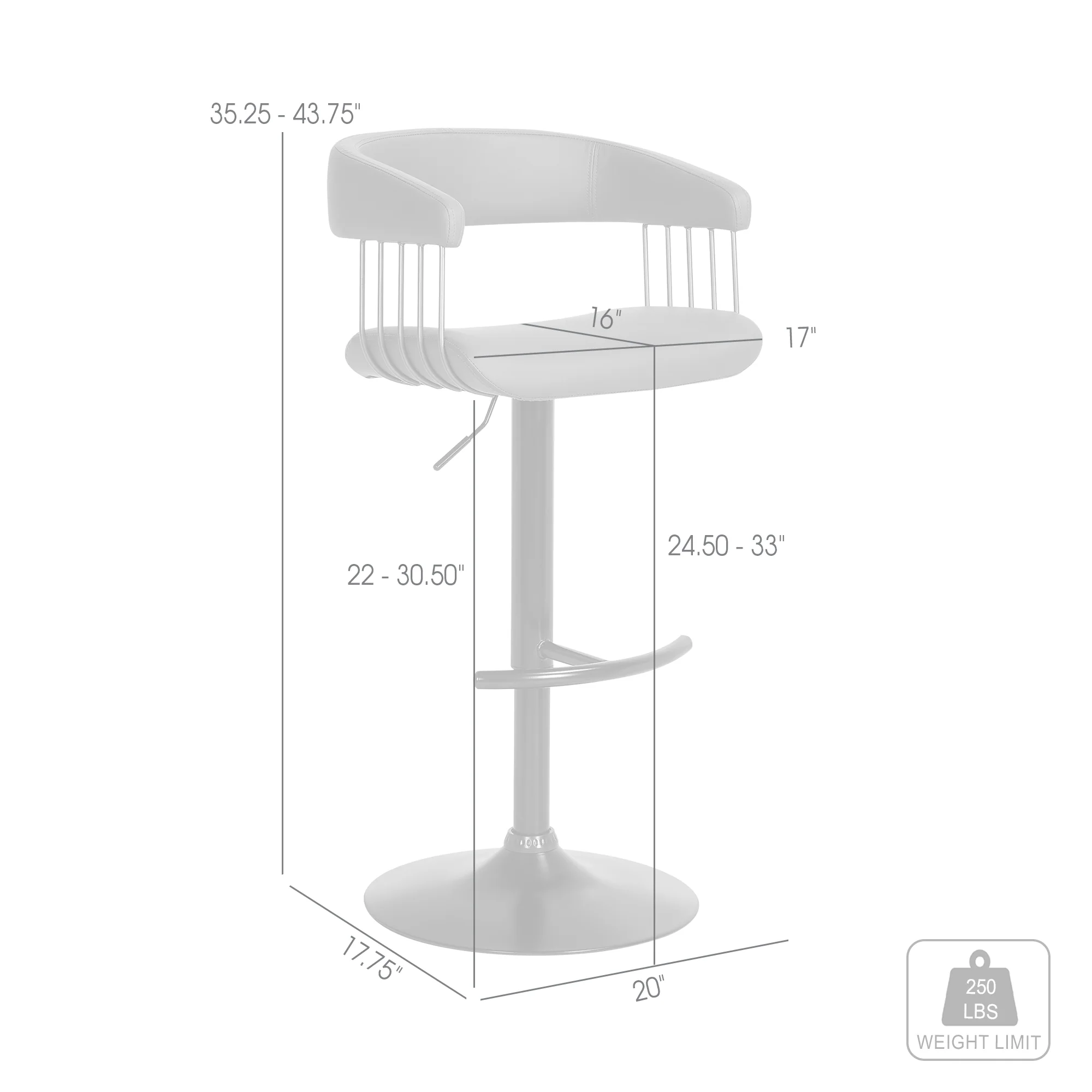 Calista Adjustable Bar Stool in Grey Faux Leather with Golden Bronze and Black Metal By Armen Living - Image 9