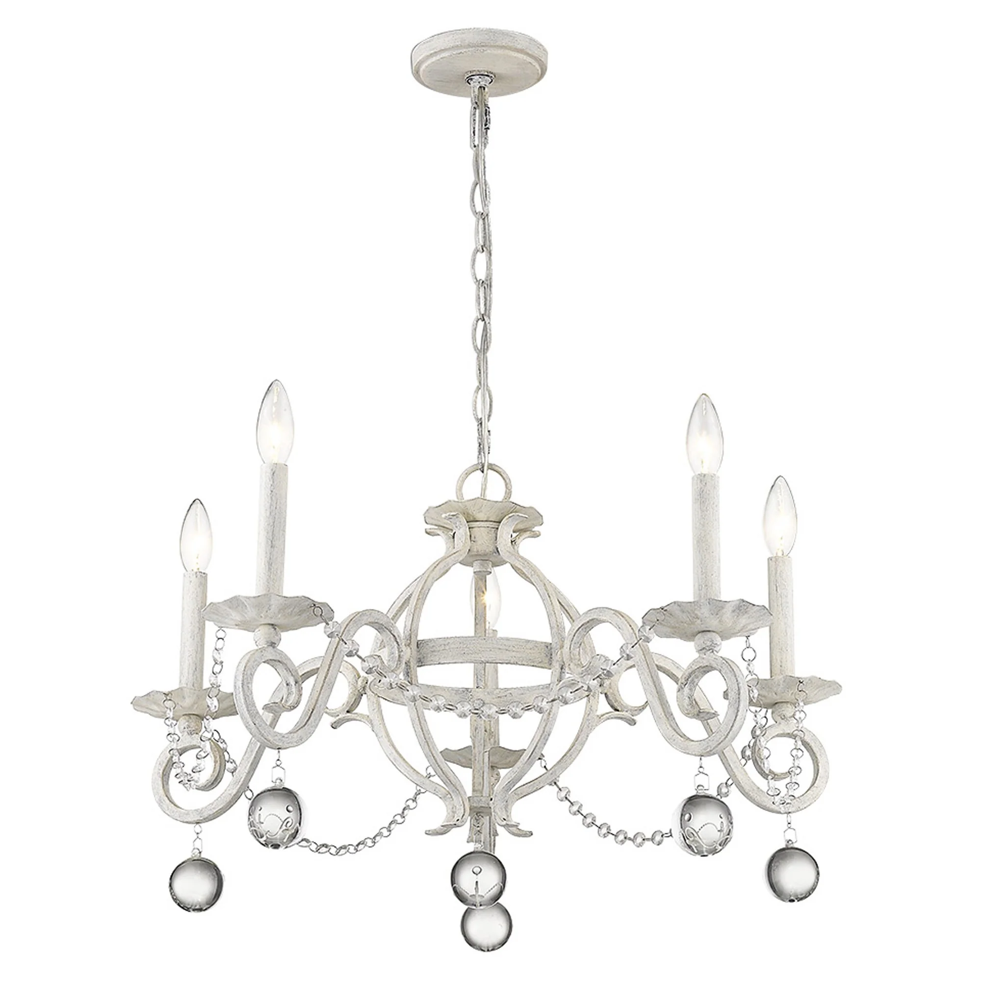 Callie 5-Light Country White Chandelier By Homeroots - Image 3