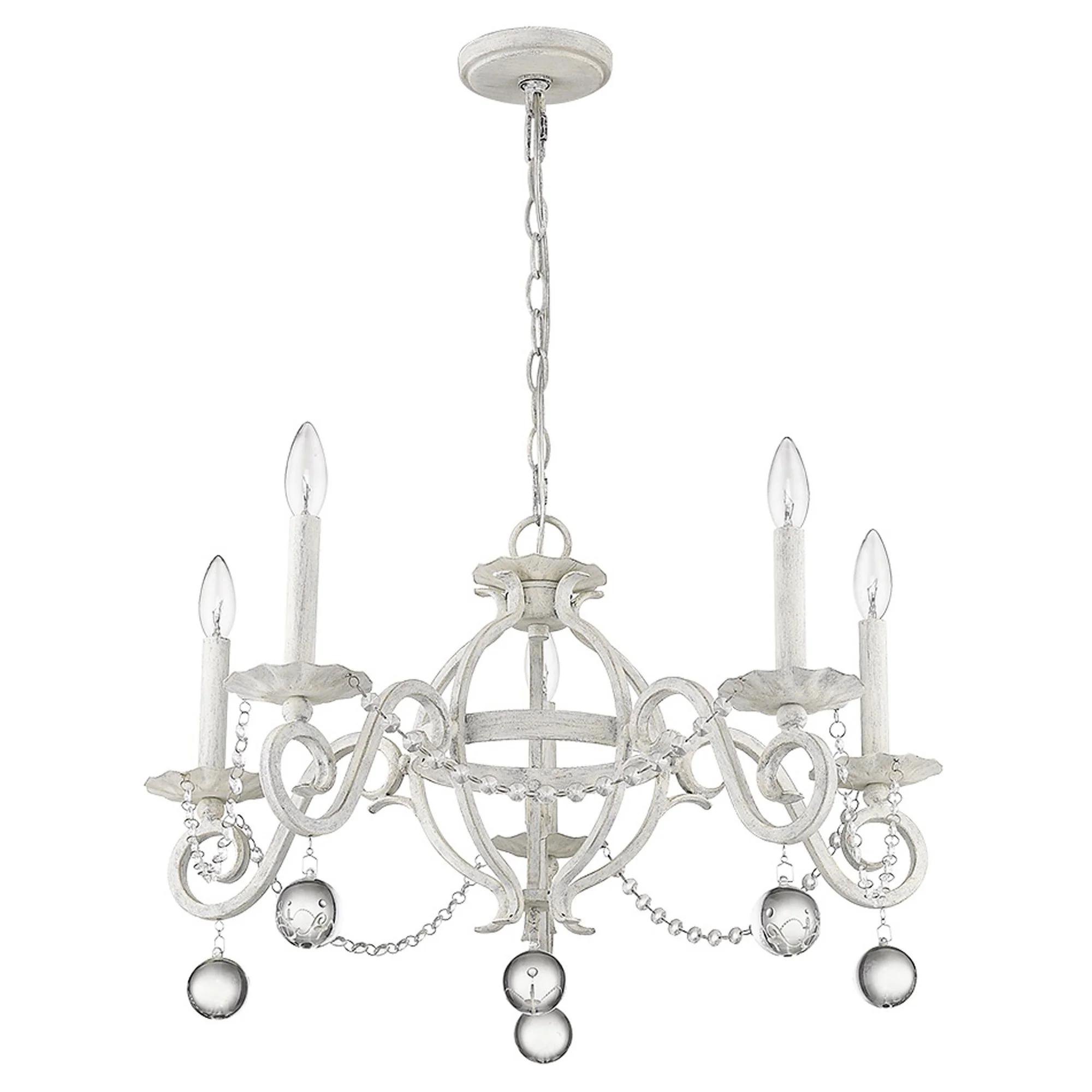 Callie 5-Light Country White Chandelier By Homeroots - Image 4
