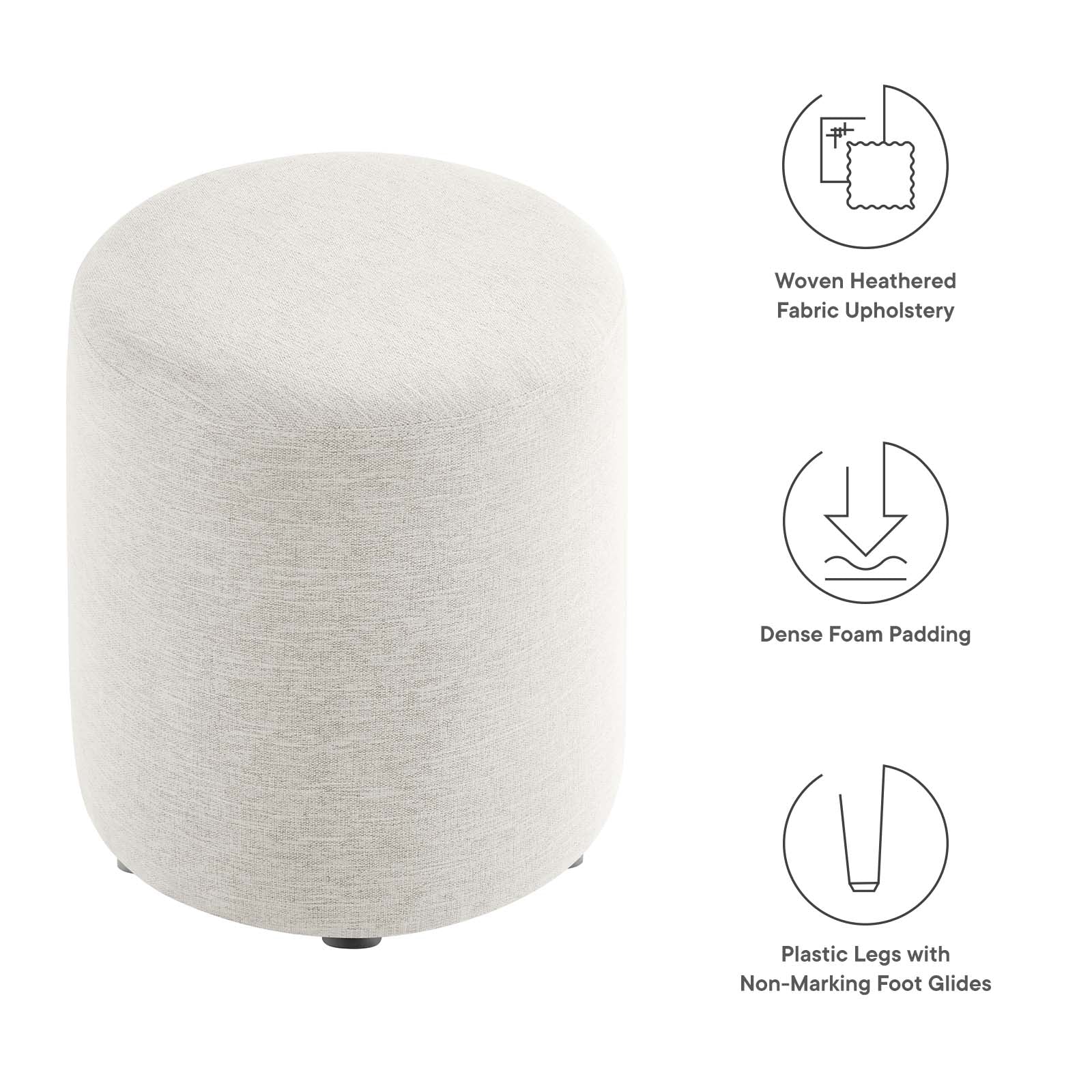 Callum 16" Round Woven Heathered Fabric Upholstered Ottoman By Modway - EEI-6651 - Image 13