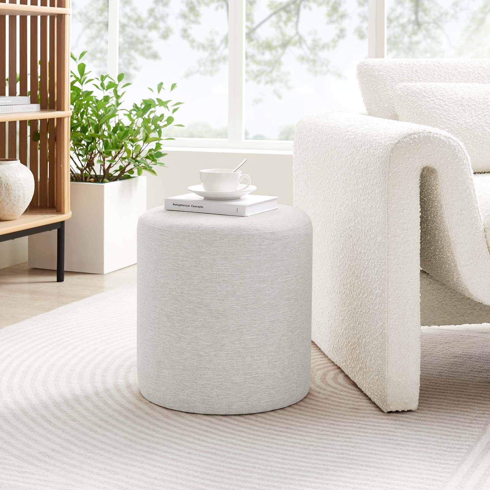 Callum 16" Round Woven Heathered Fabric Upholstered Ottoman By Modway - EEI-6651 - Image 15