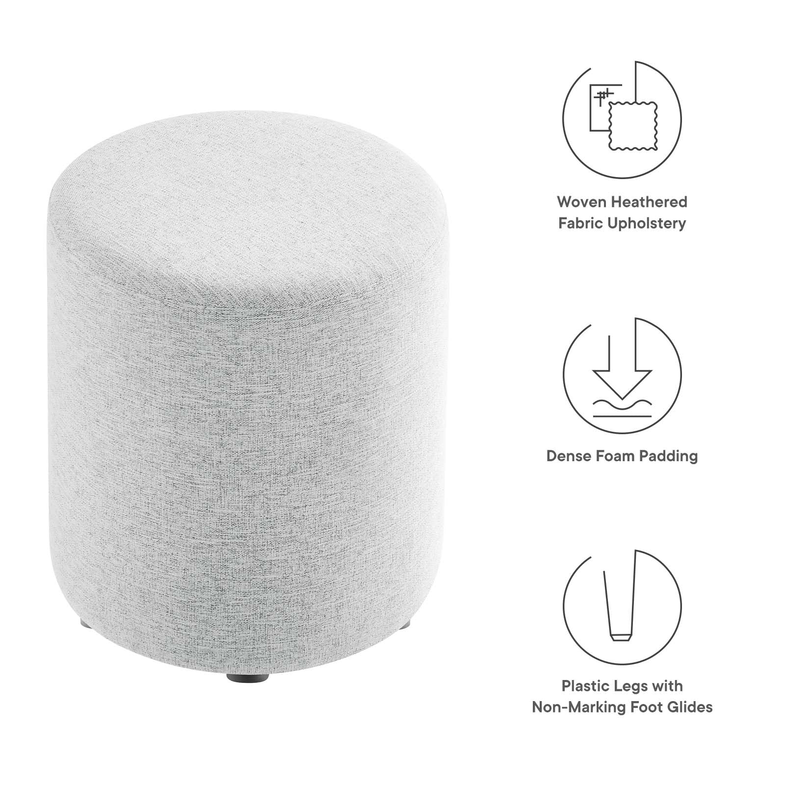 Callum 16" Round Woven Heathered Fabric Upholstered Ottoman By Modway - EEI-6651 - Image 21