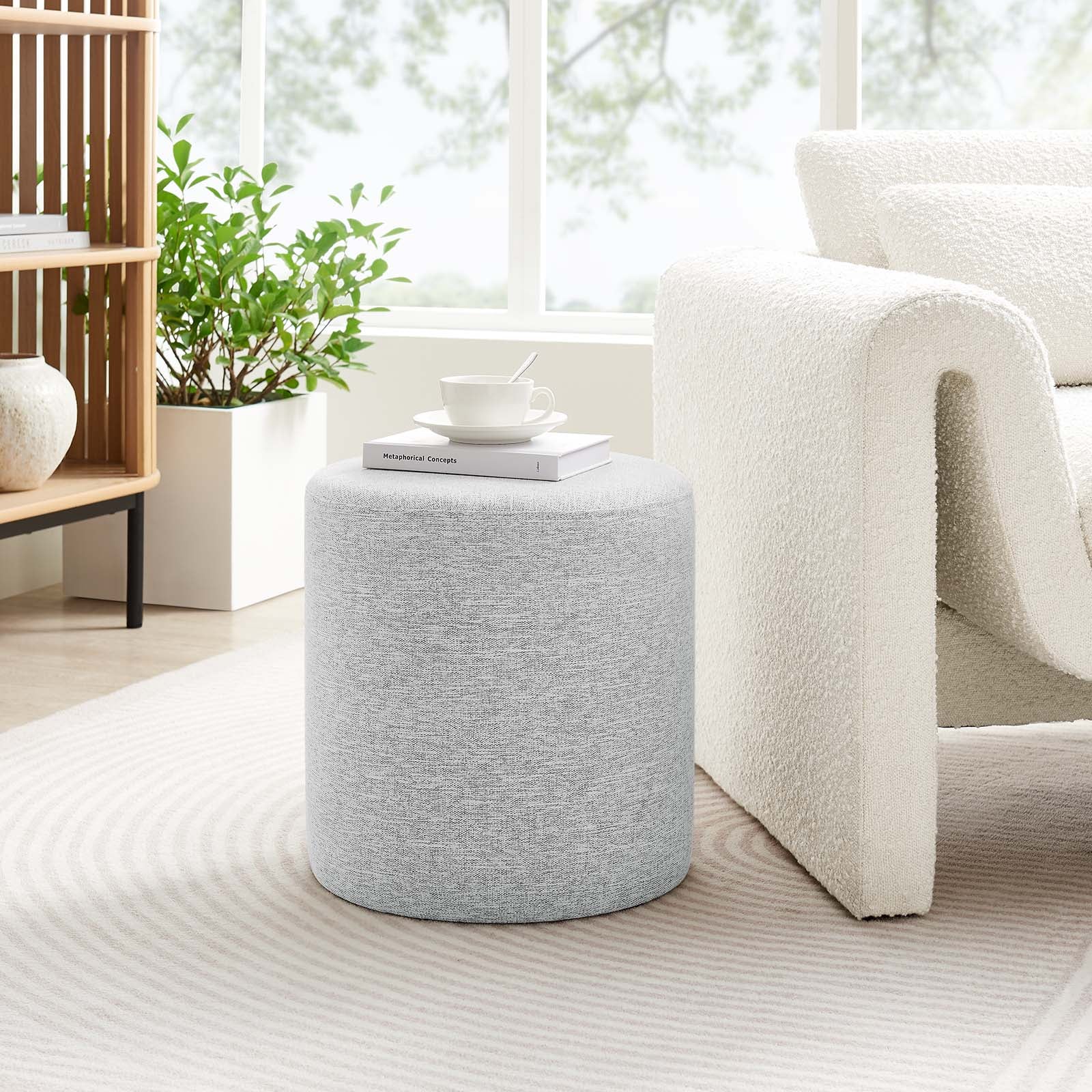 Callum 16" Round Woven Heathered Fabric Upholstered Ottoman By Modway - EEI-6651 - Image 23