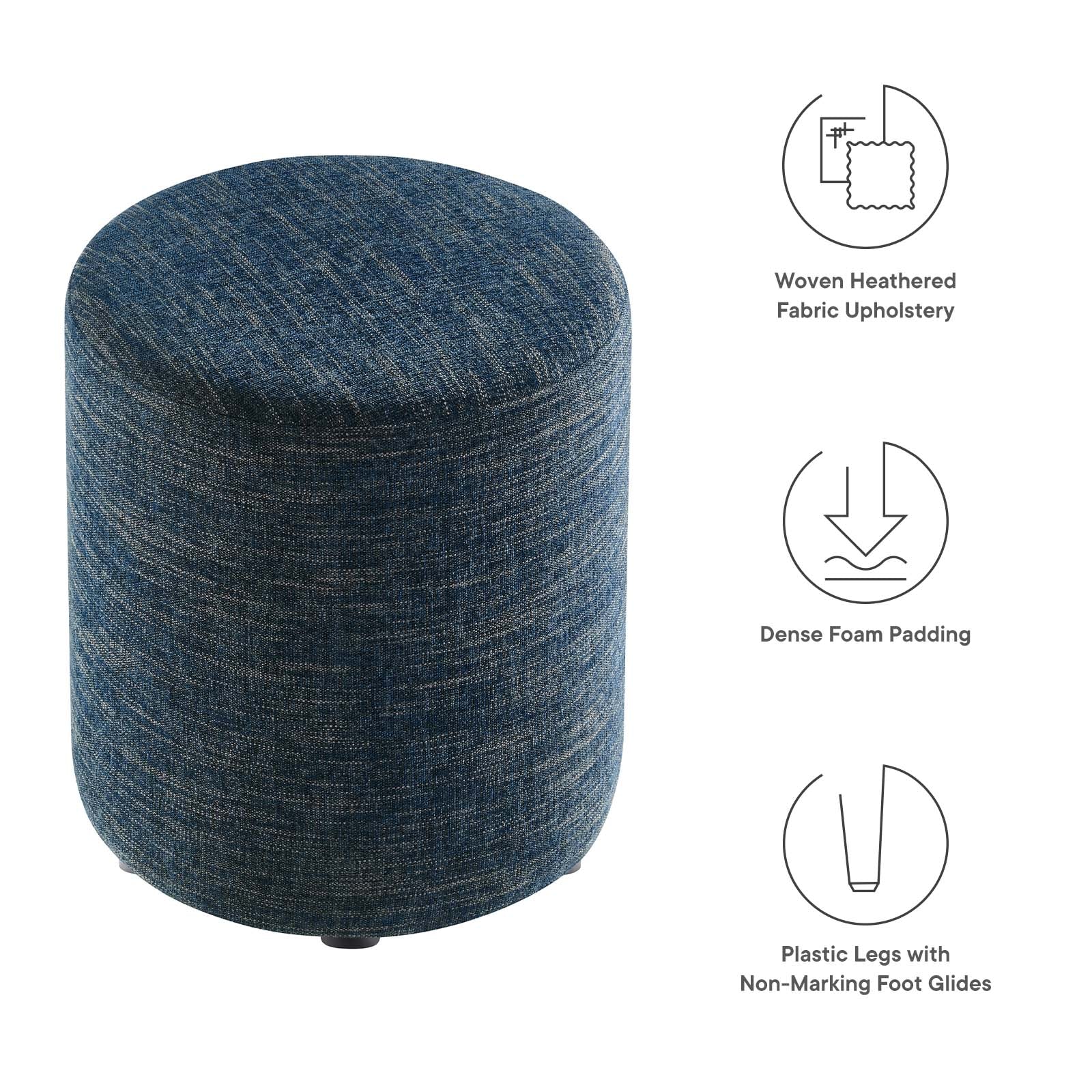 Callum 16" Round Woven Heathered Fabric Upholstered Ottoman By Modway - EEI-6651 - Image 6